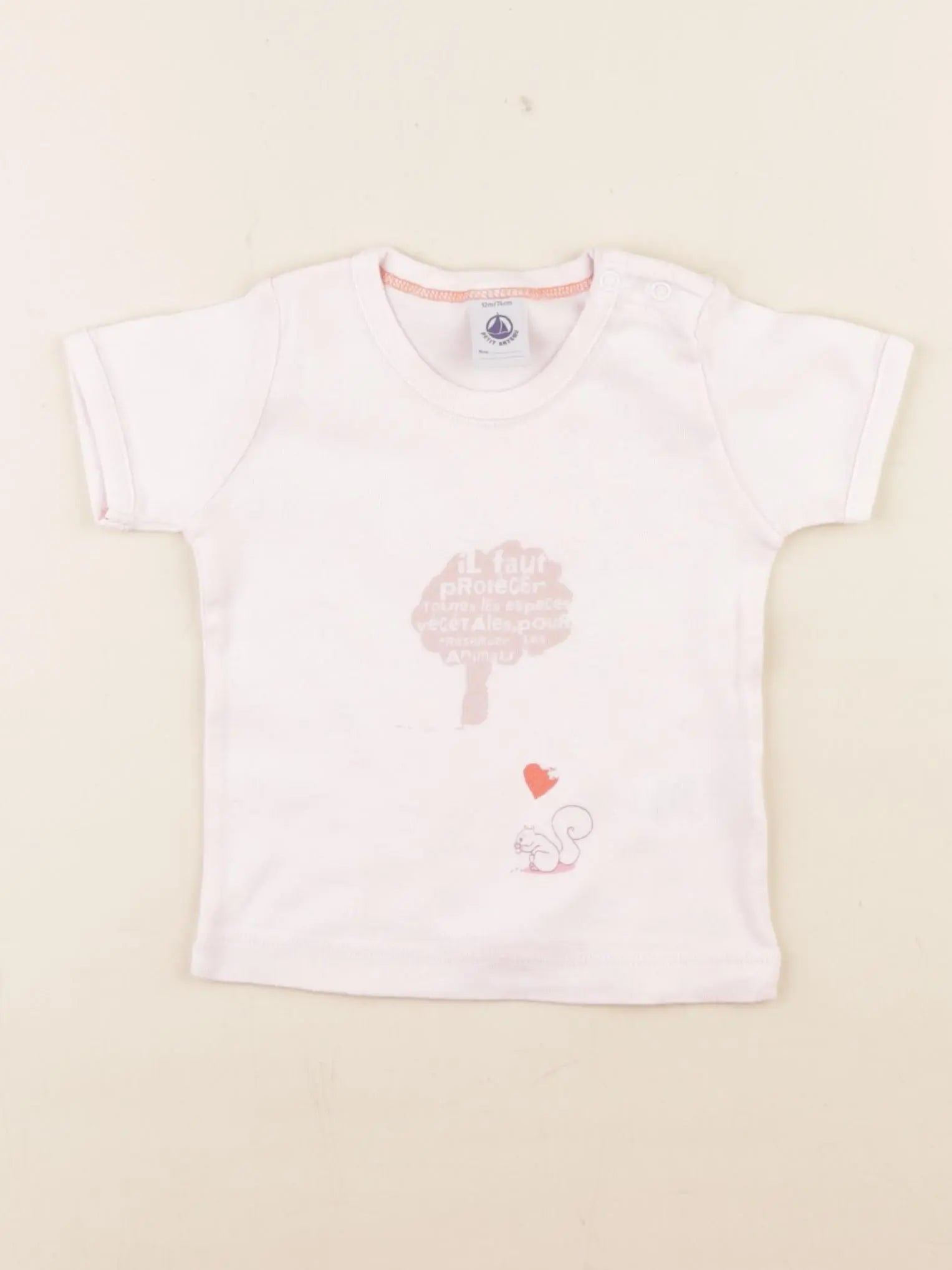 Petit Bateau - tee-shirt rose - 12 mois