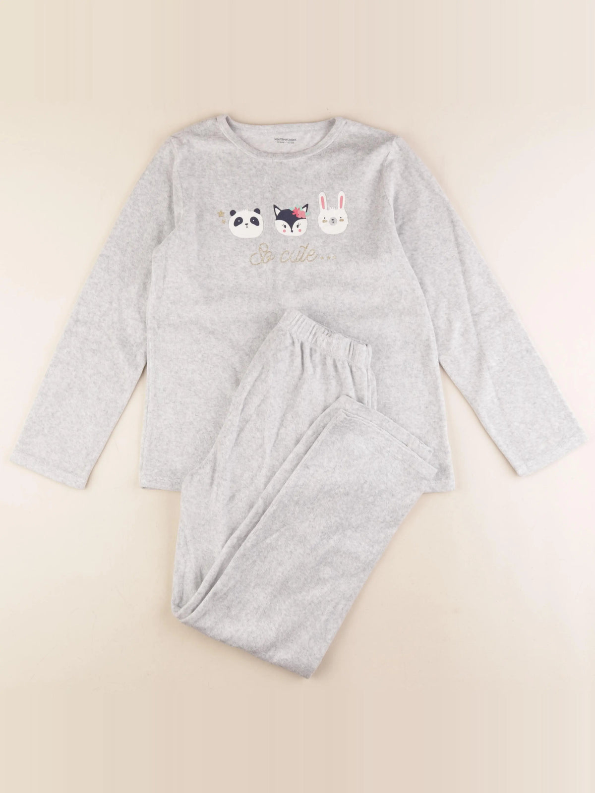Vertbaudet - pyjama velours gris - 12 ans