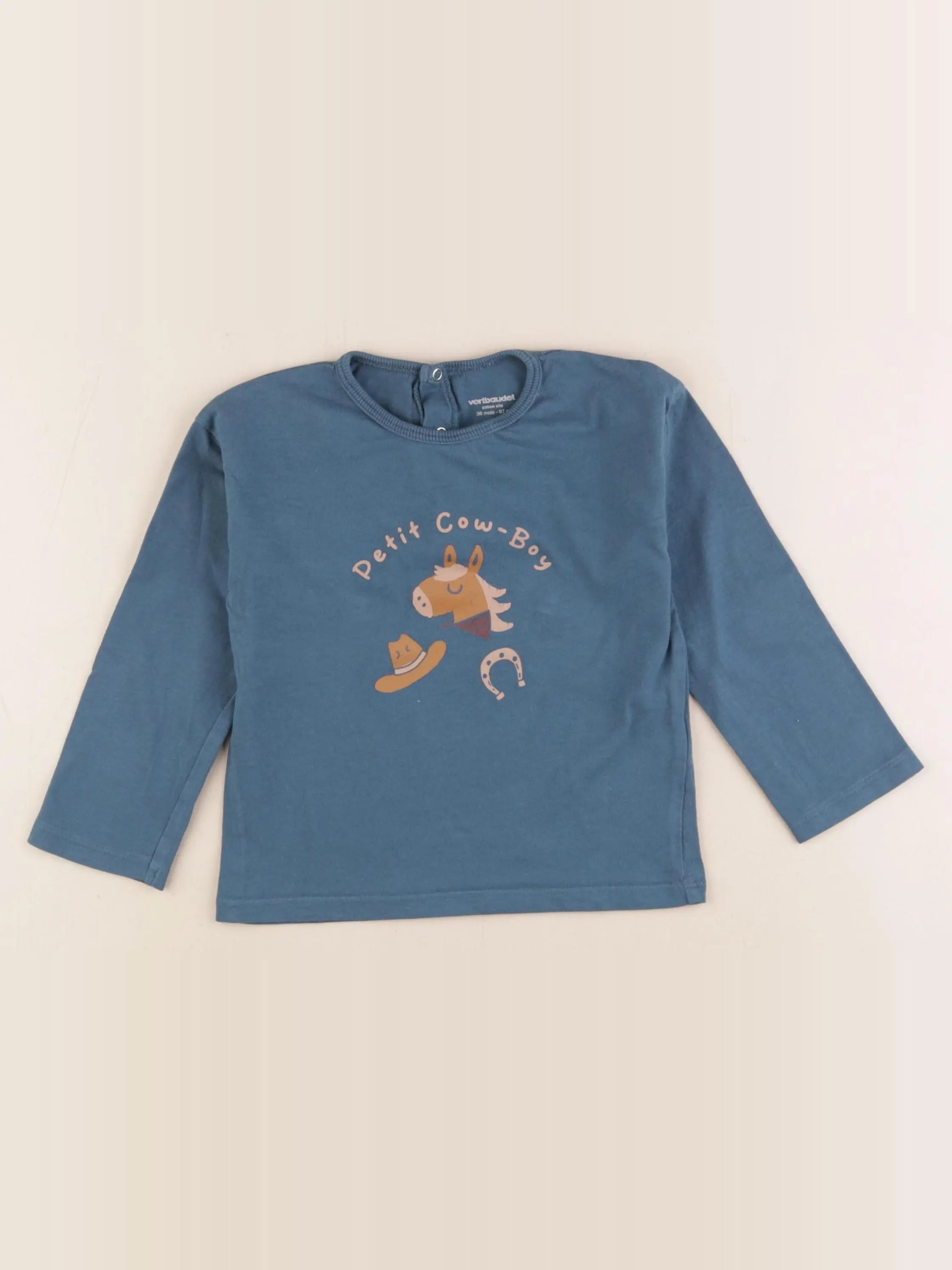Vertbaudet - tee-shirt bleu - 36 mois