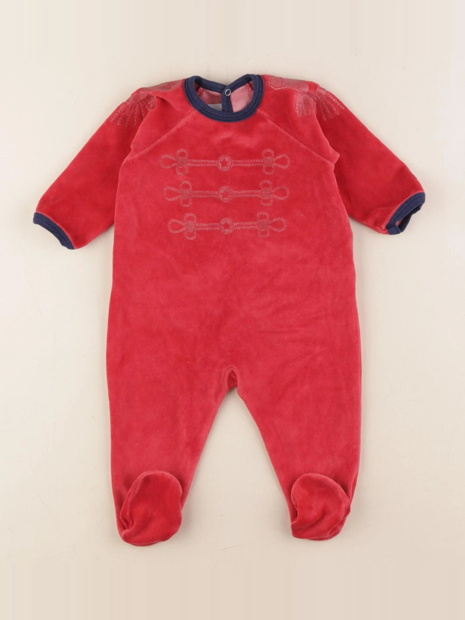 Petit Bateau - pyjama velours rouge - 6 mois