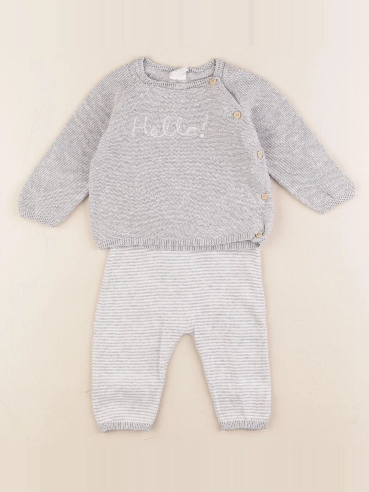 H&M - ensemble gris - 2/4 mois