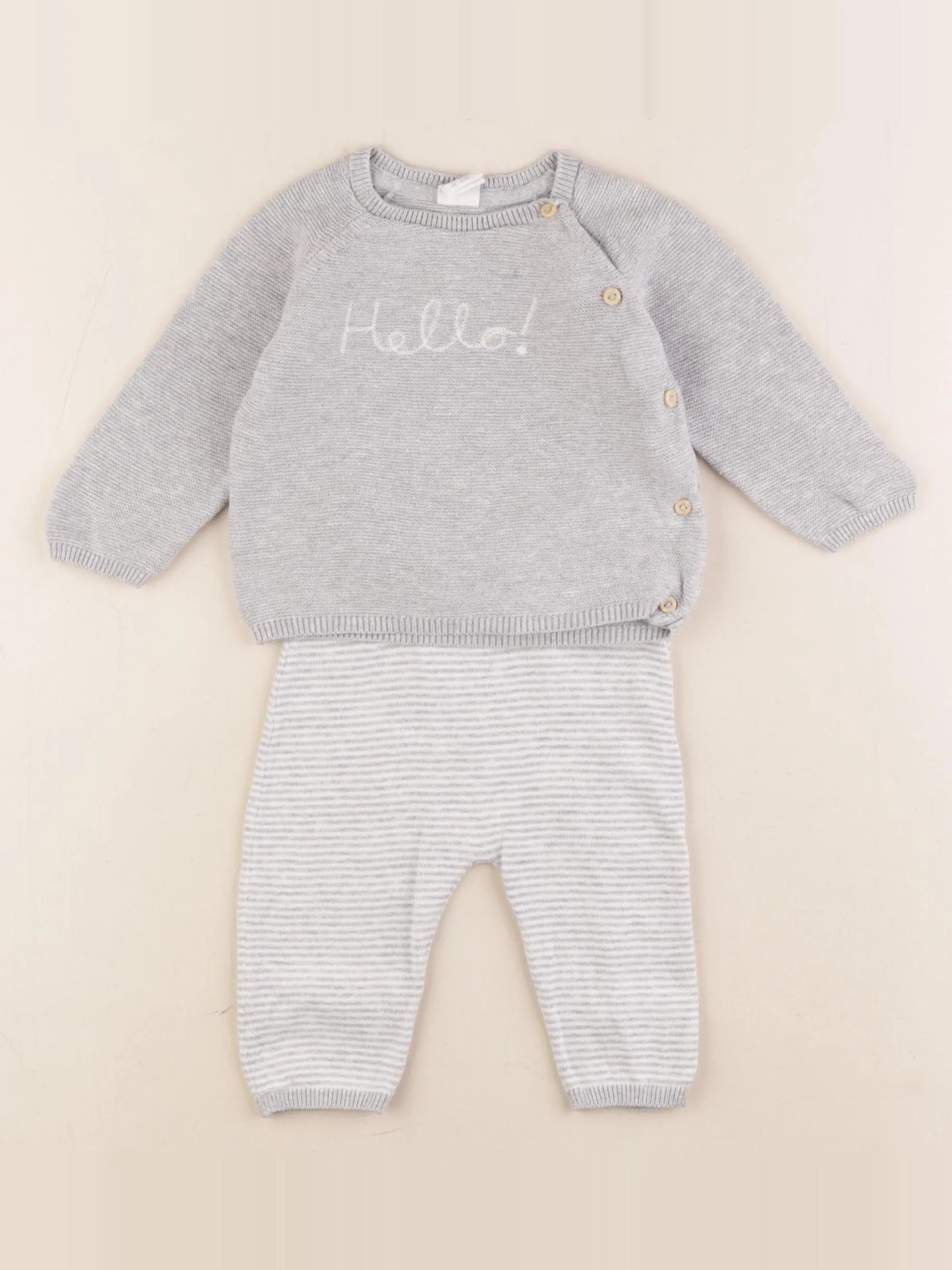H&M - ensemble gris - 2/4 mois