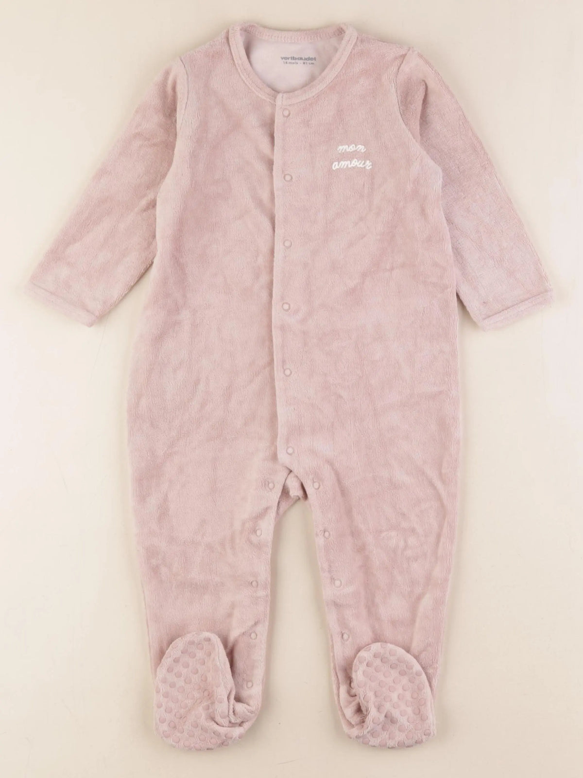 Vertbaudet - pyjama velours rose - 18 mois