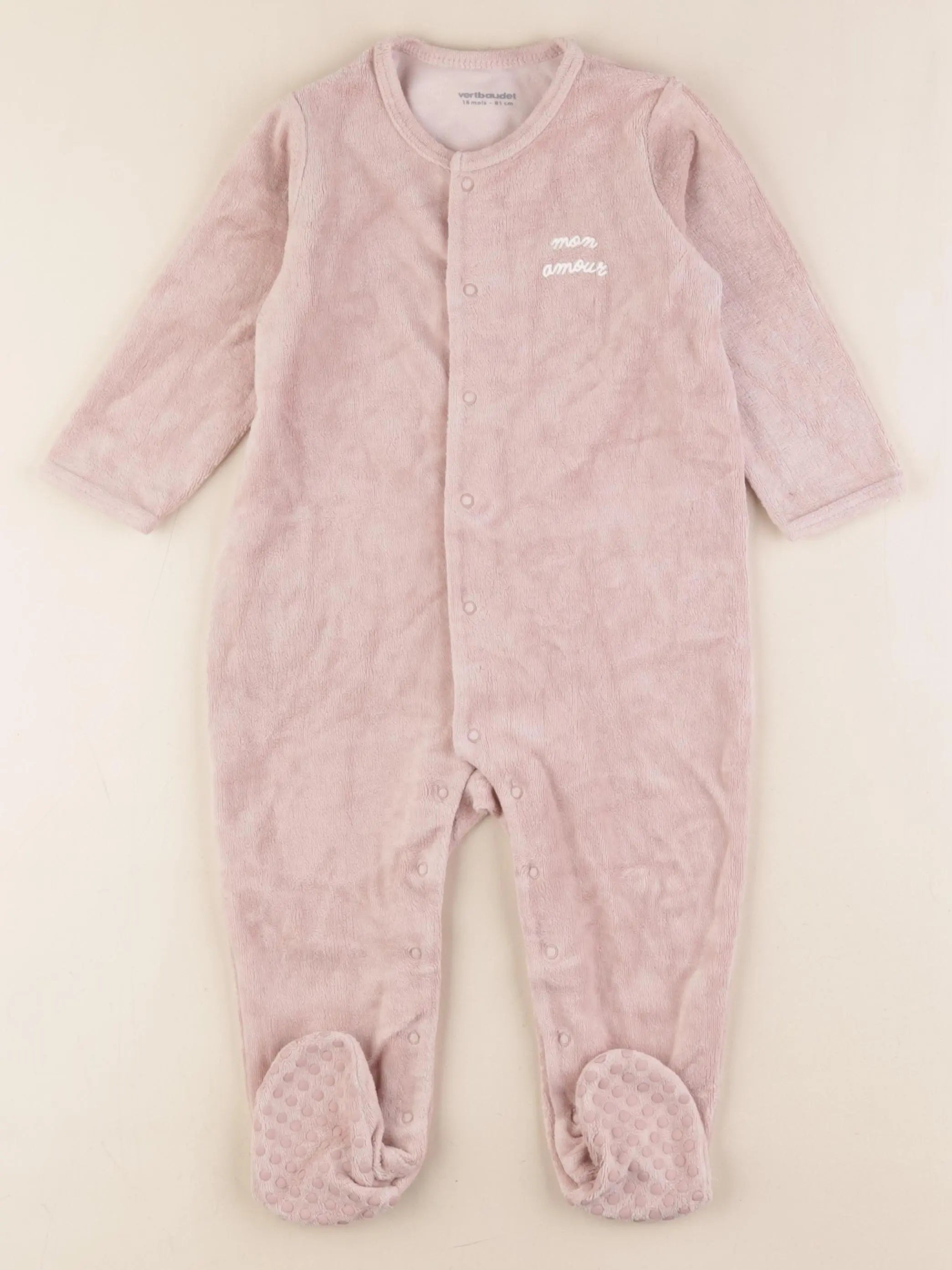 Vertbaudet - pyjama velours rose - 18 mois