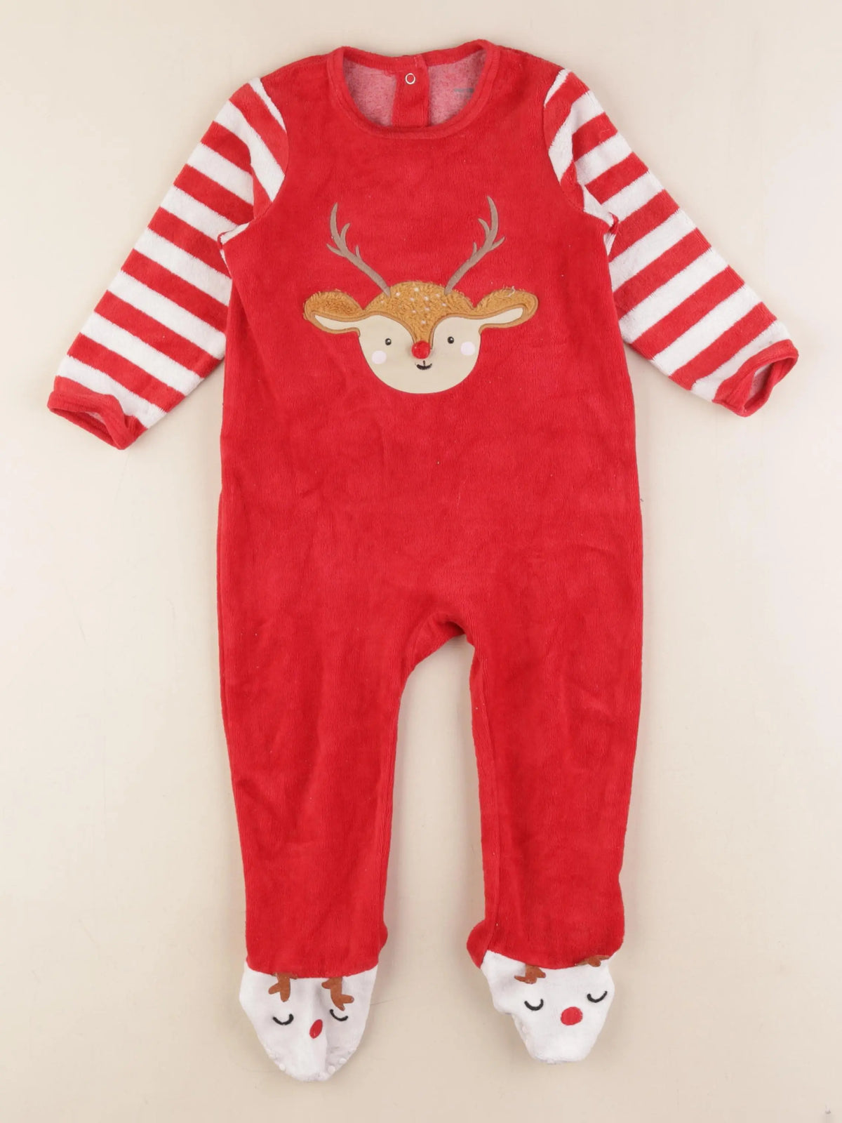 Vertbaudet - pyjama velours rouge - 18 mois