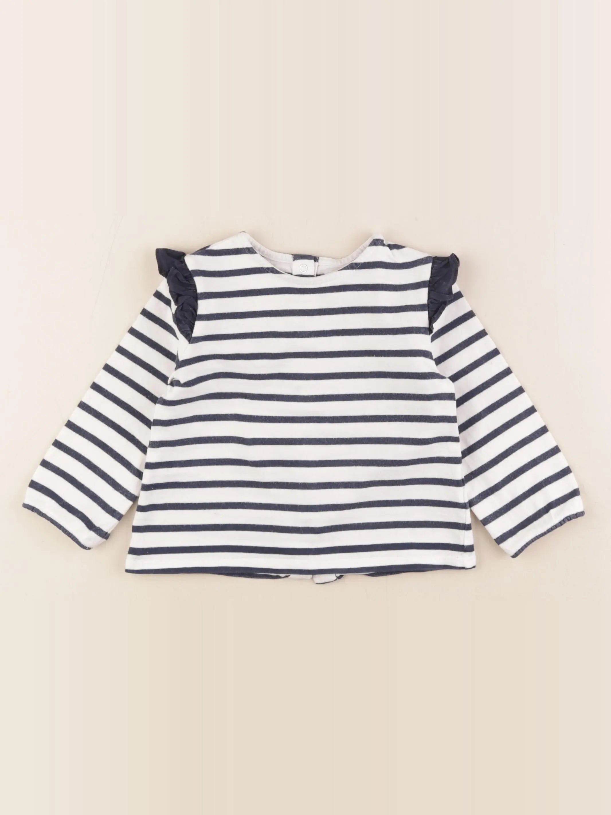 Cyrillus - tee-shirt bleu, blanc - 24 mois