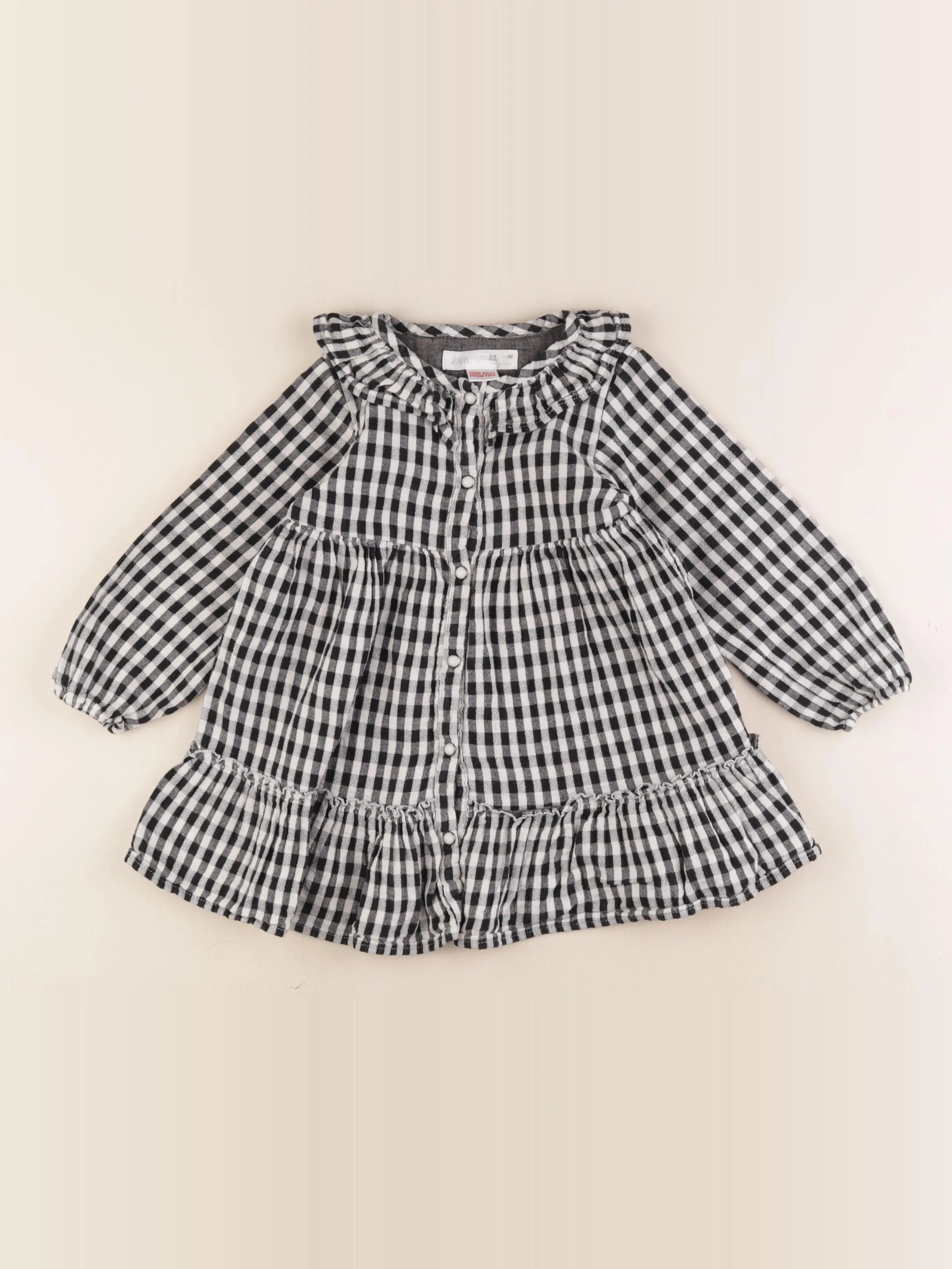 Zara - robe blanc, noir - 2/3 ans