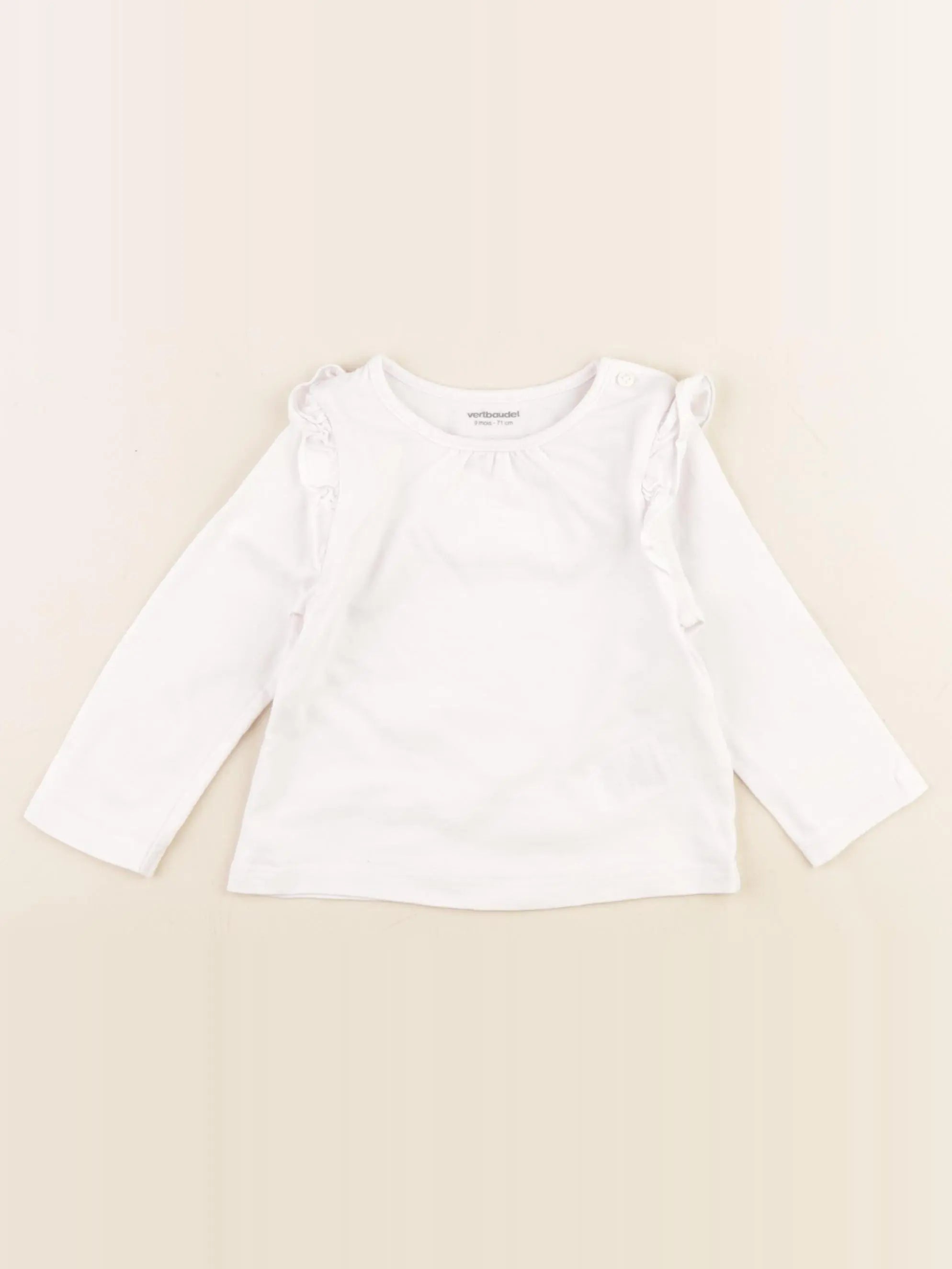 Vertbaudet - tee-shirt blanc - 9 mois