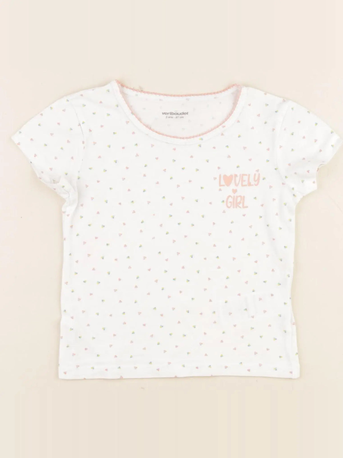 Vertbaudet - maillot de corps rose, blanc - 3 ans