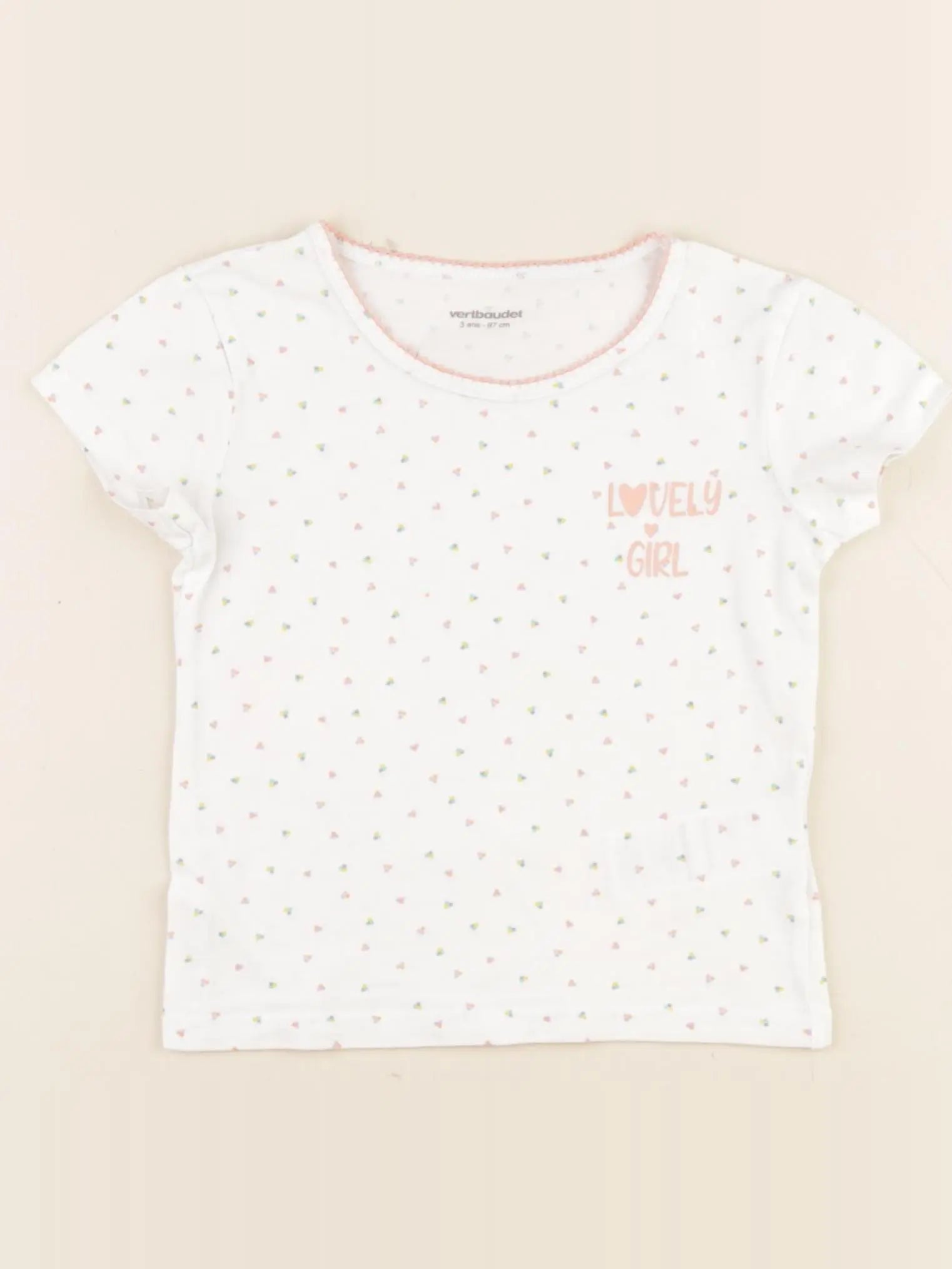 Vertbaudet - maillot de corps rose, blanc - 3 ans