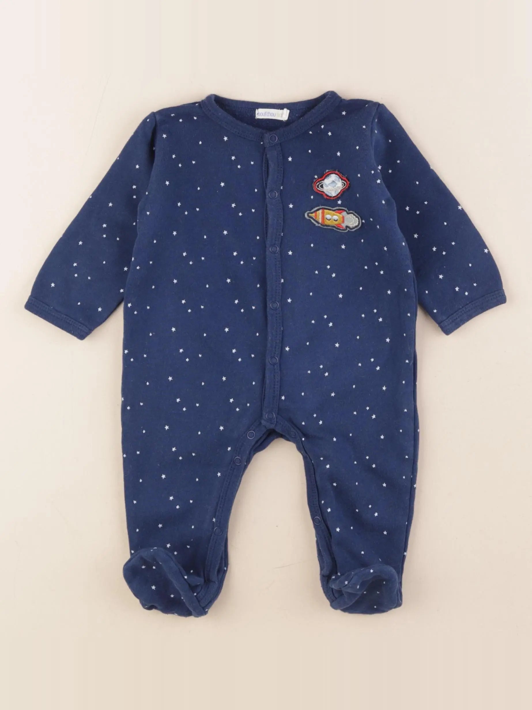 Boutchou - pyjama coton bleu - 3 mois