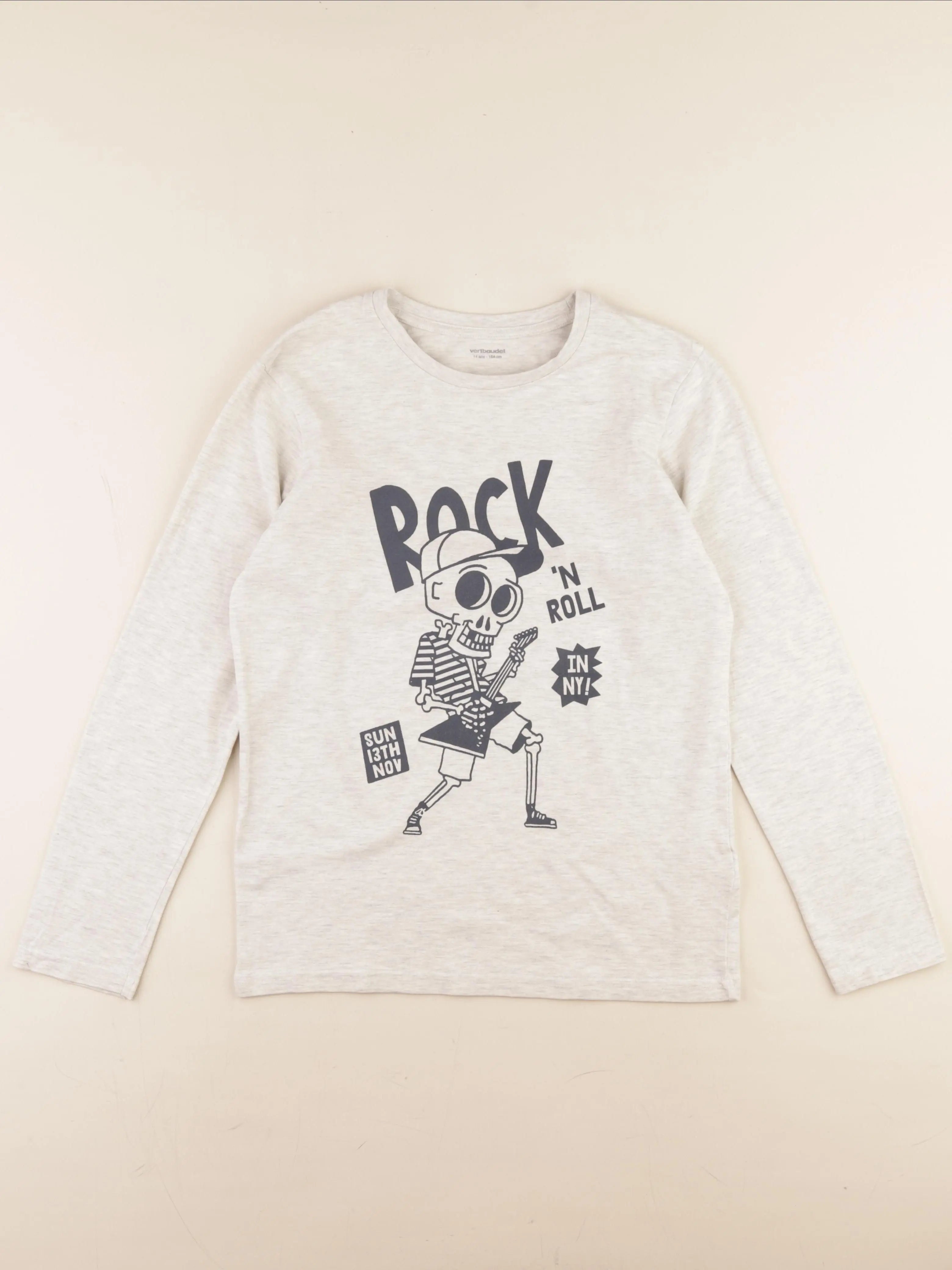 Vertbaudet - tee-shirt beige - 14 ans