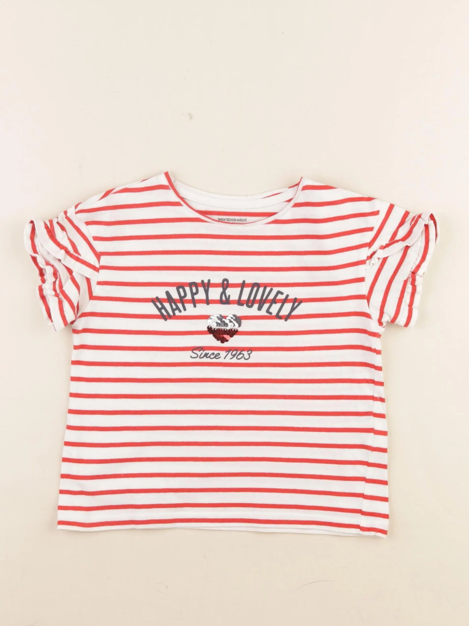 Vertbaudet - tee-shirt blanc, rouge - 4 ans