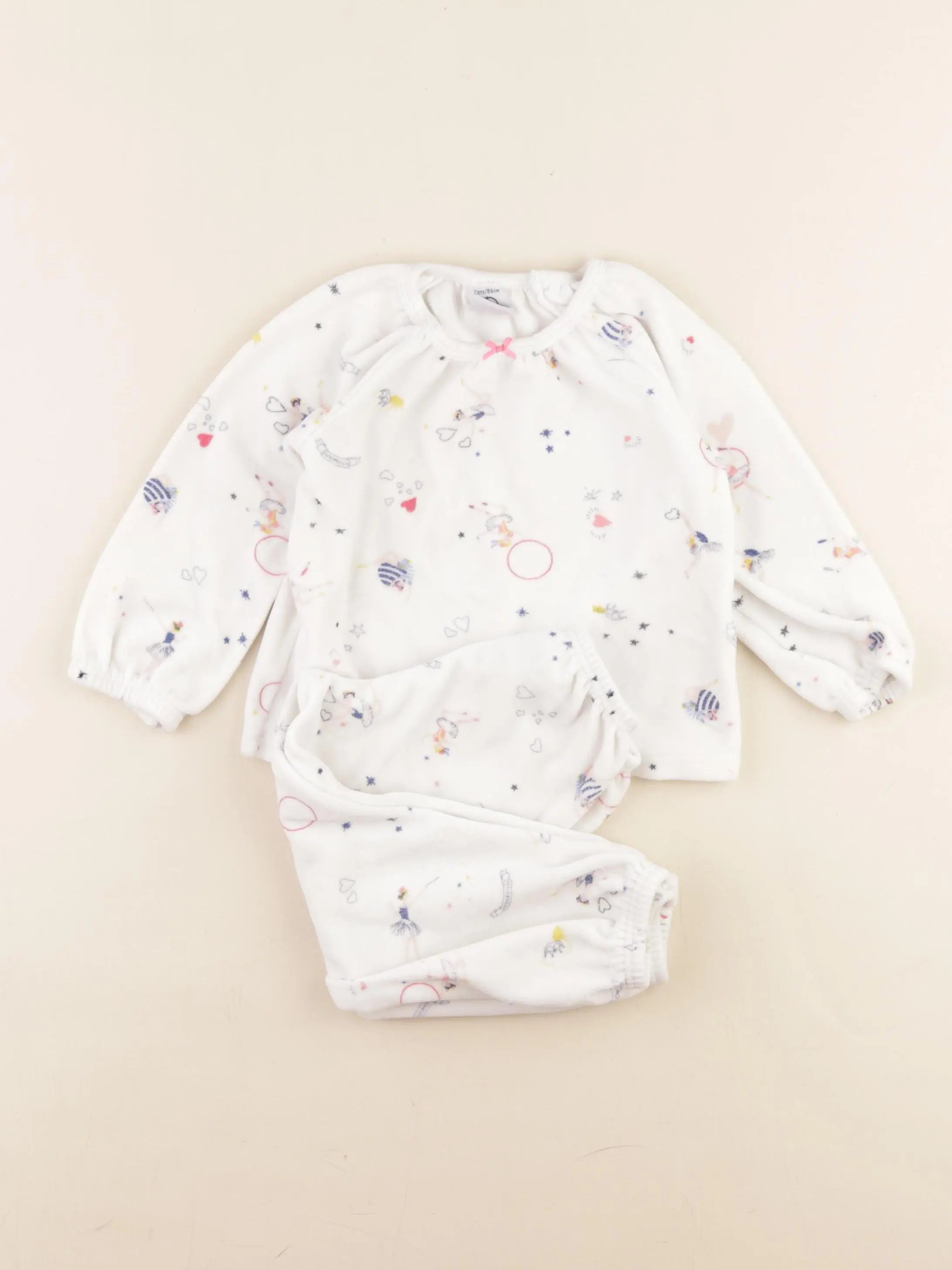 Petit Bateau - pyjama velours blanc - 2 ans
