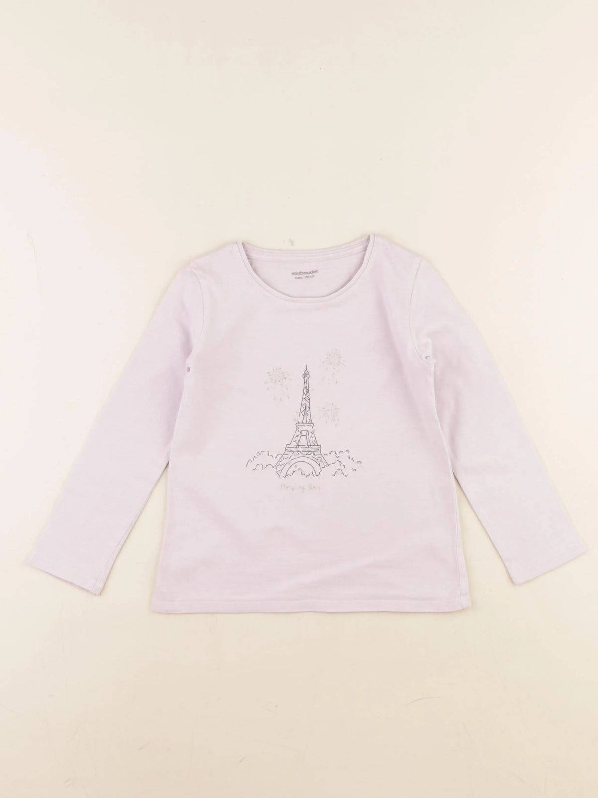 Vertbaudet - tee-shirt or, violet - 4 ans