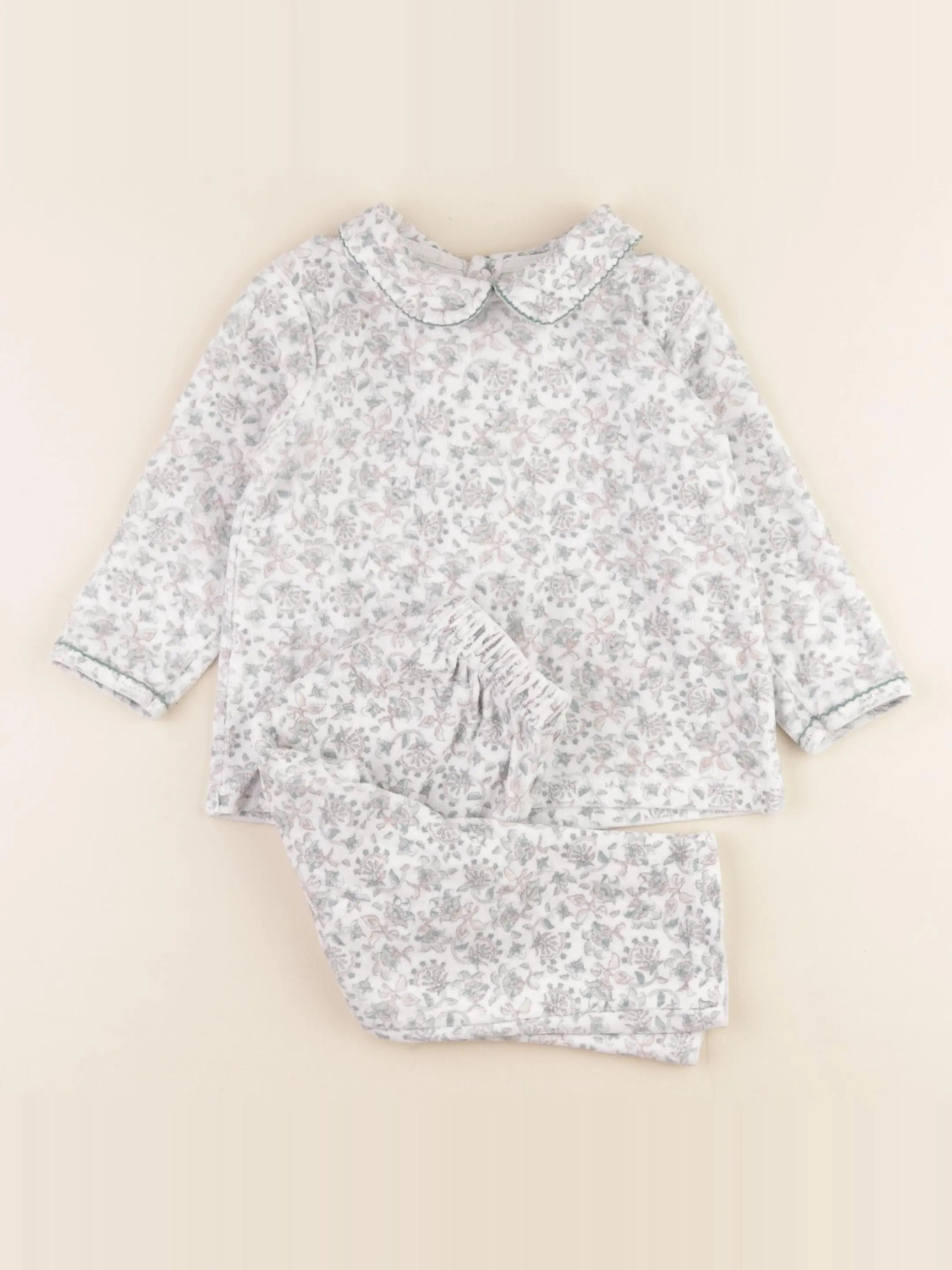 Vertbaudet - pyjama velours blanc - 2 ans
