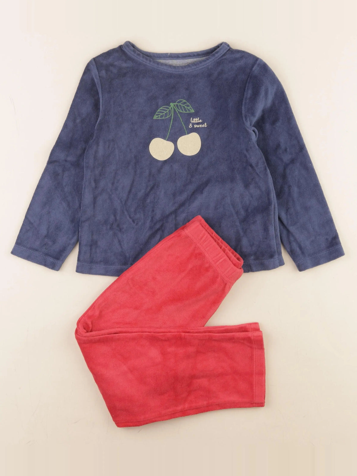 Vertbaudet - pyjama velours bleu - 5 ans