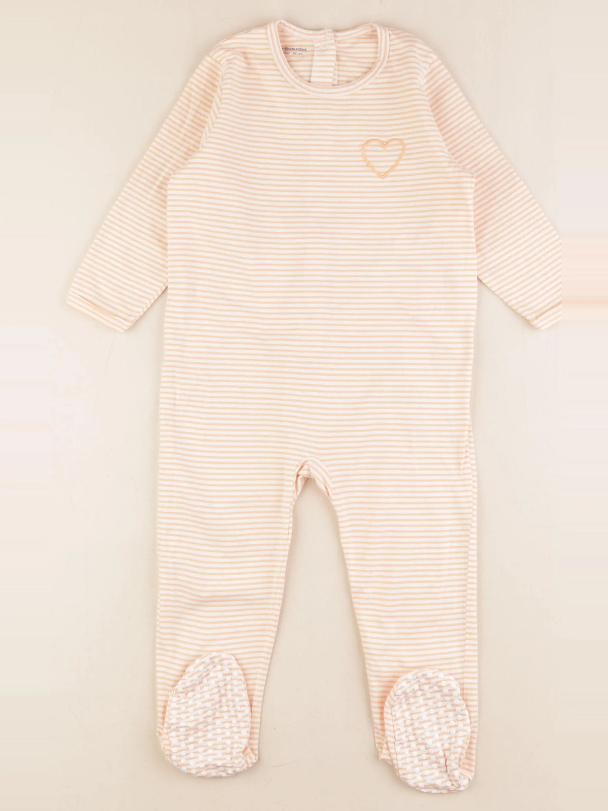 Vertbaudet - pyjama coton blanc, orange - 24 mois