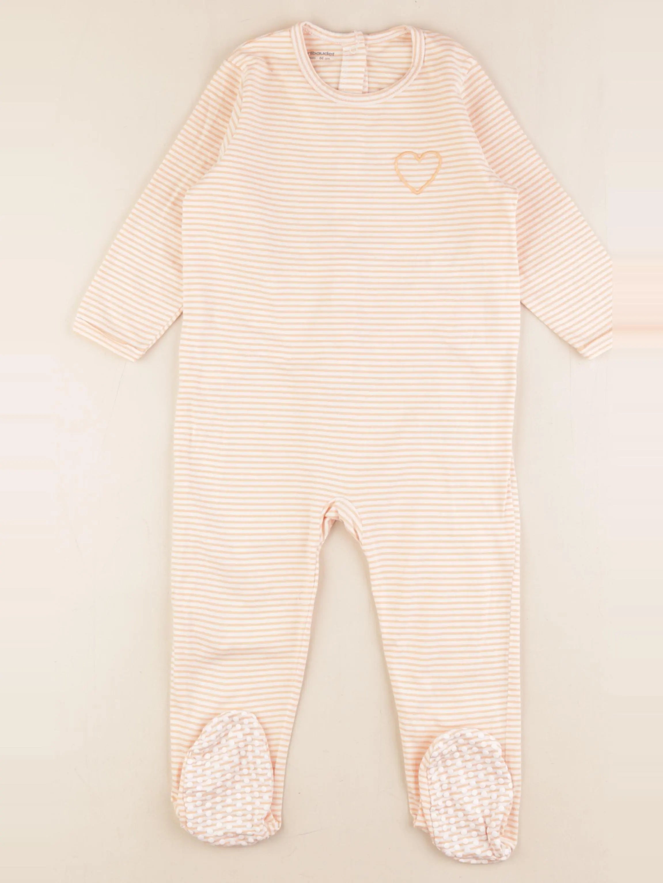 Vertbaudet - pyjama coton blanc, orange - 24 mois