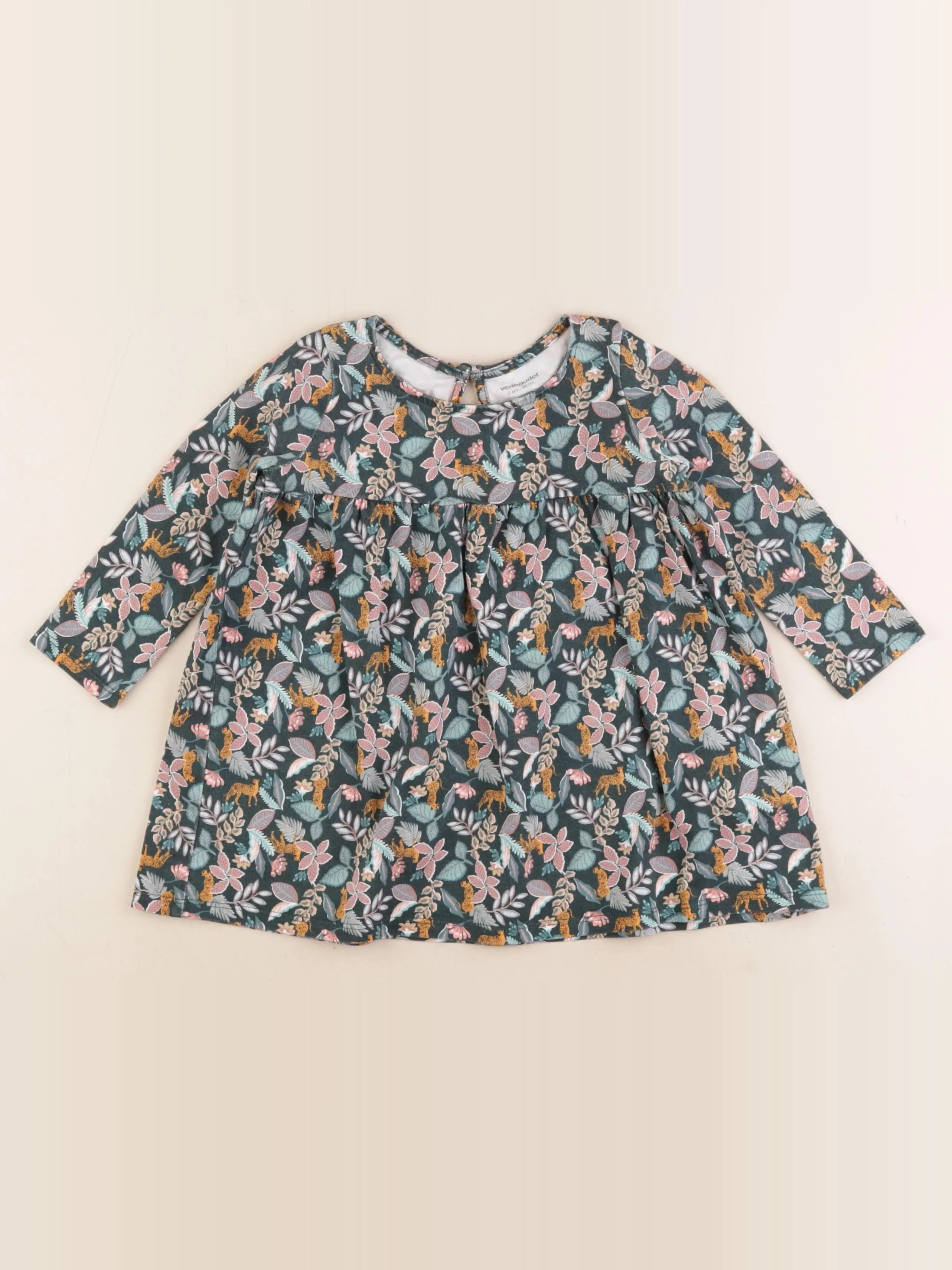 Vertbaudet - robe vert - 2 ans