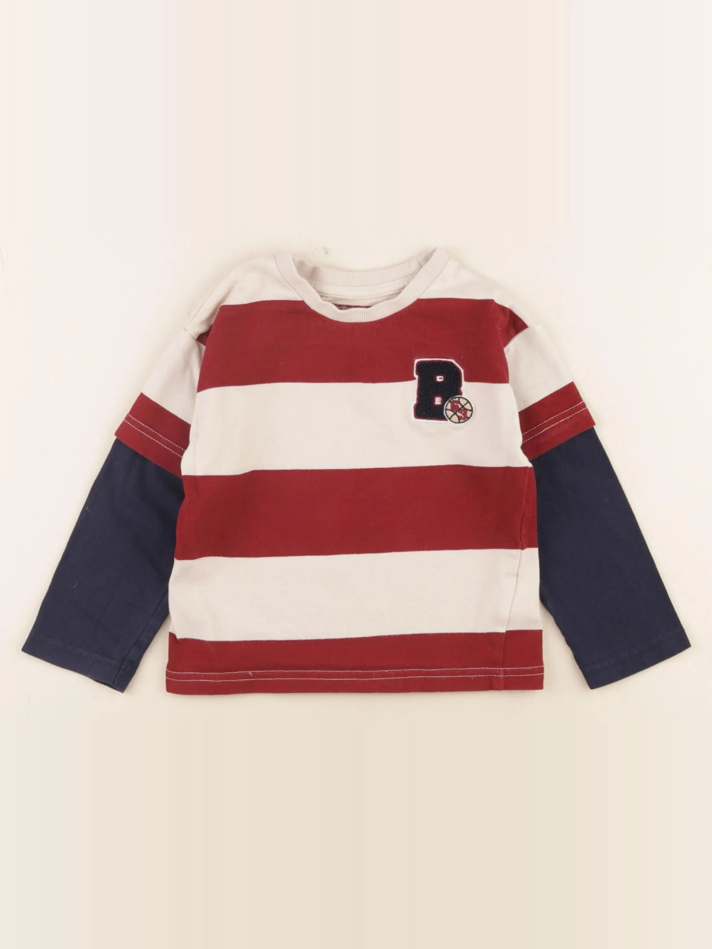 Vertbaudet - tee-shirt beige, rouge - 4 ans