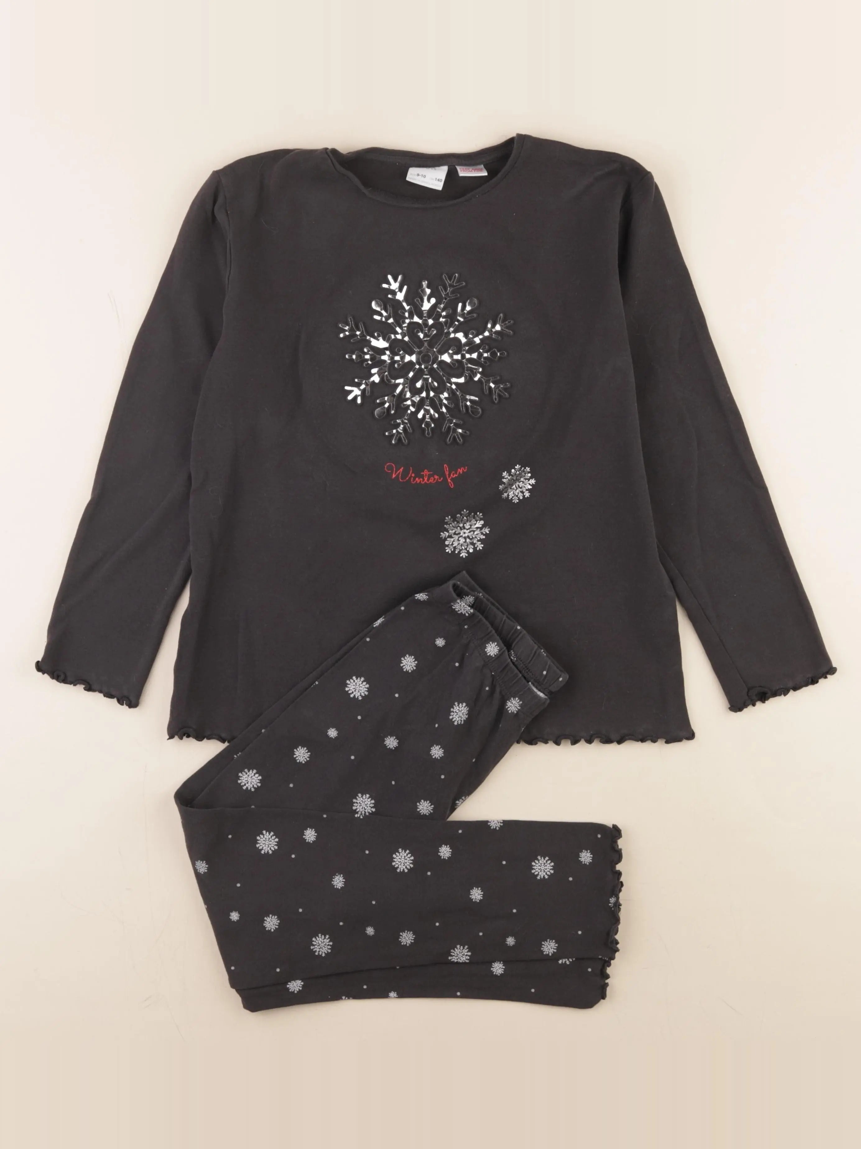 Zara - pyjama coton gris, argent - 9/10 ans