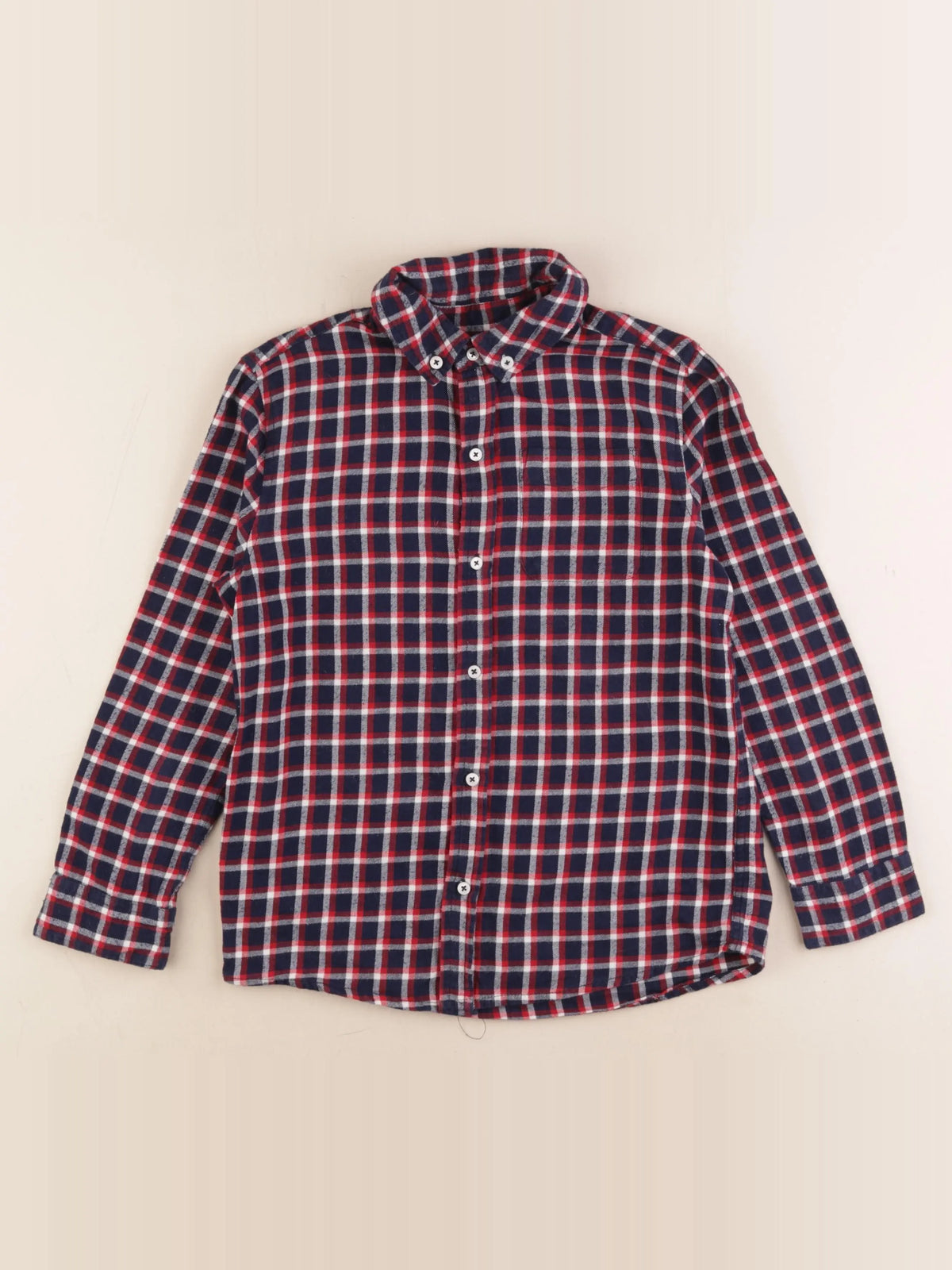 Monoprix - chemise bleu, rouge - 8 ans