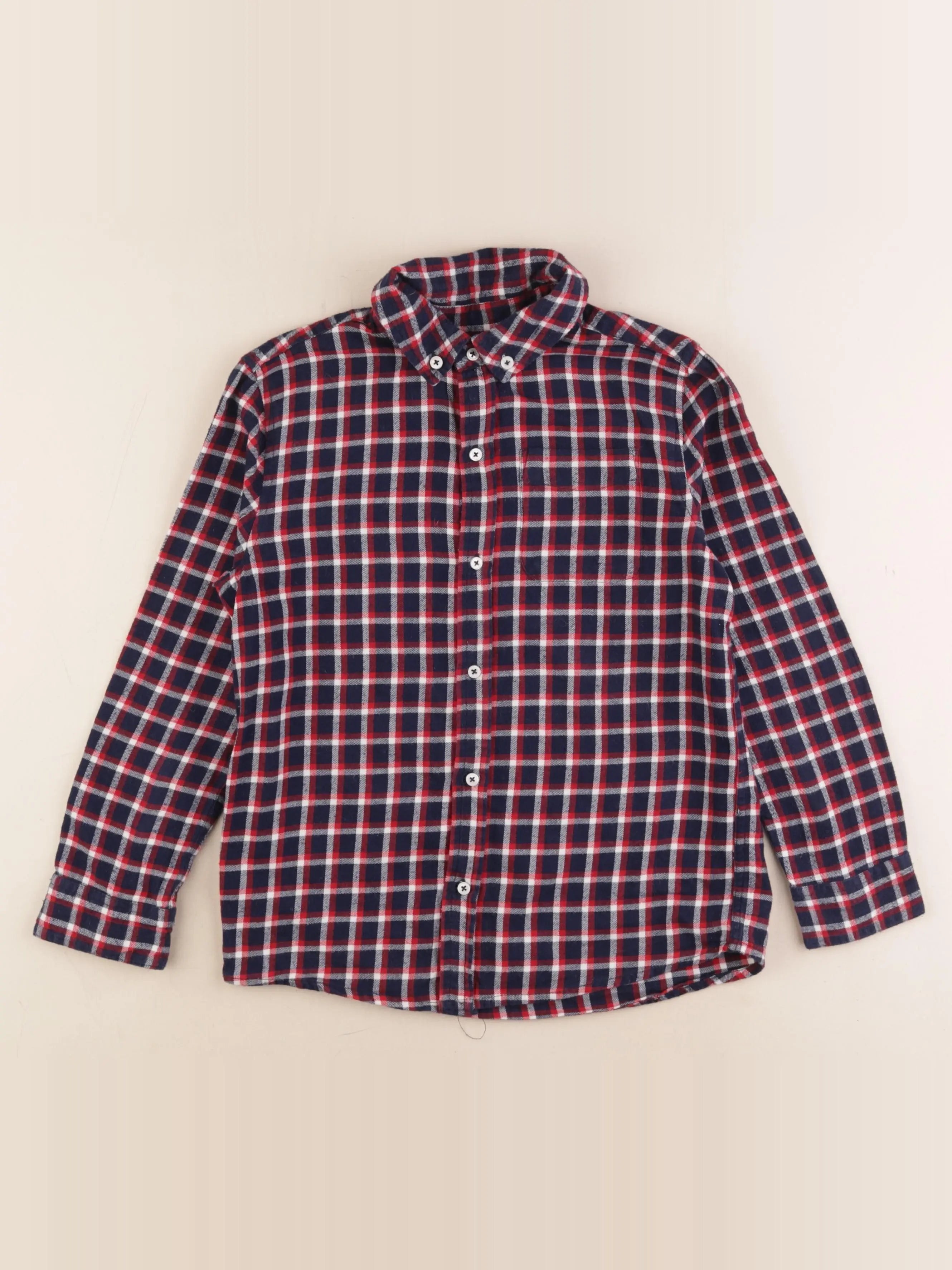 Monoprix - chemise bleu, rouge - 8 ans