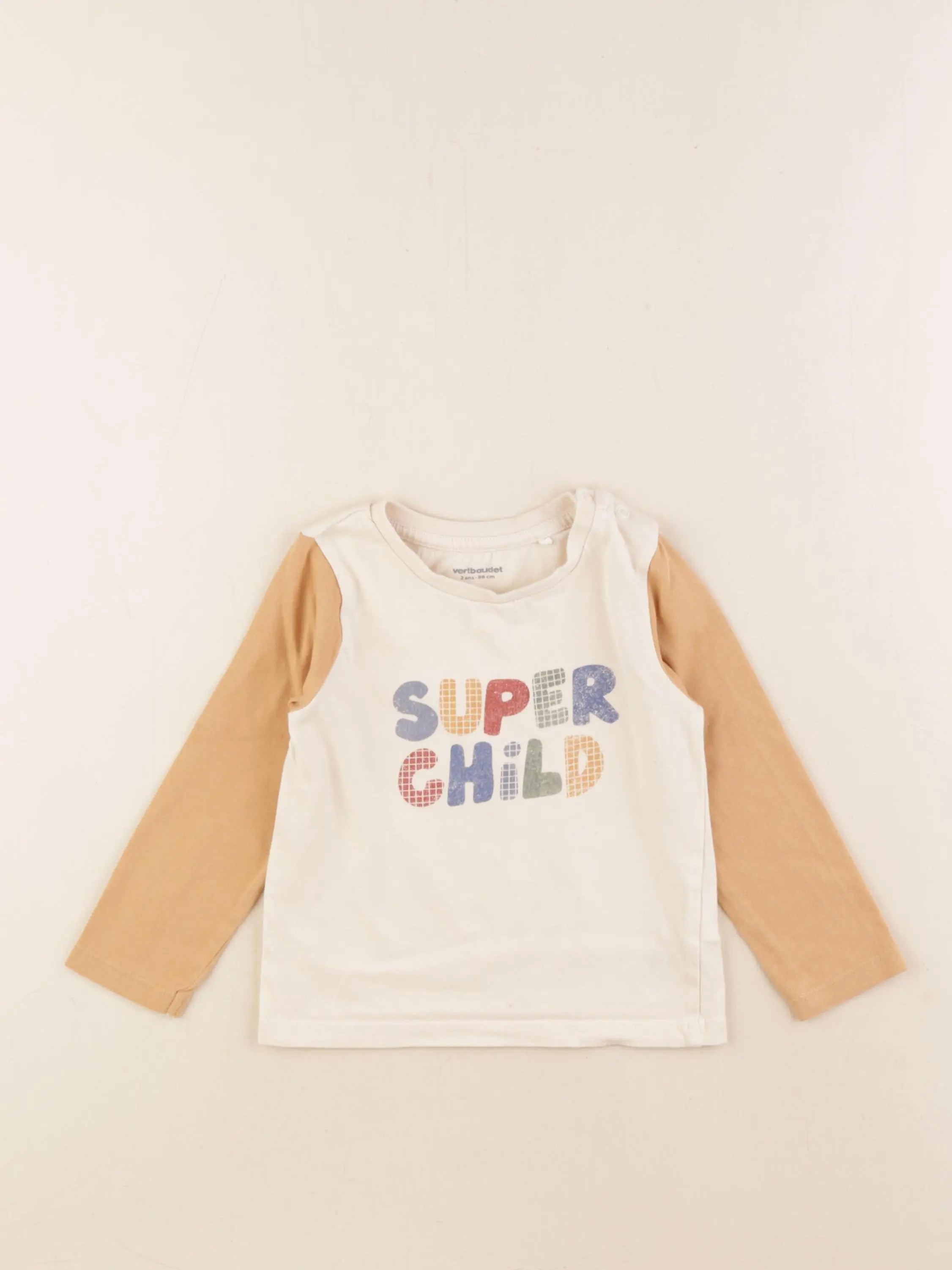 Vertbaudet - tee-shirt beige - 2 ans