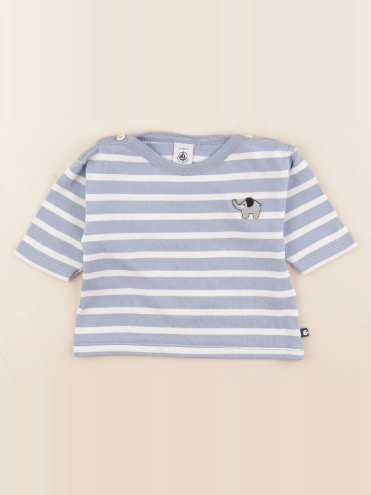 Petit Bateau - tee-shirt bleu, blanc - 3 mois