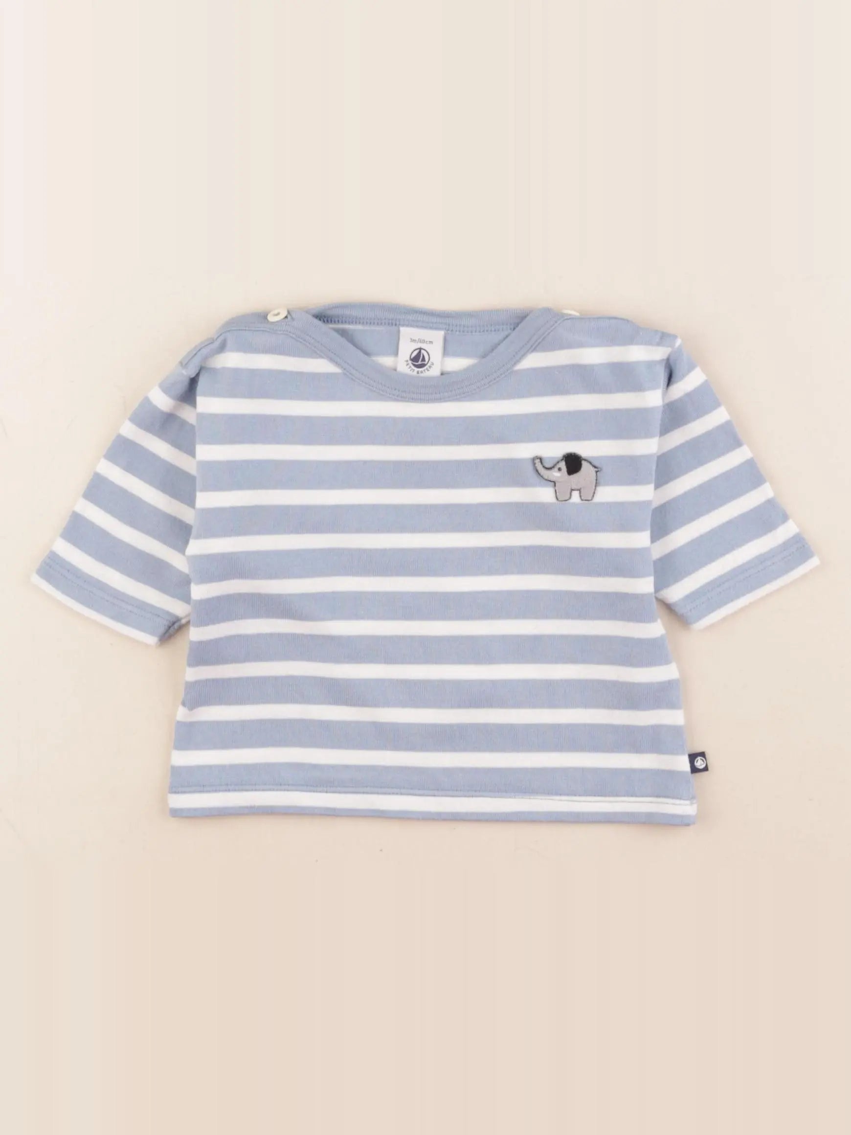 Petit Bateau - tee-shirt bleu, blanc - 3 mois