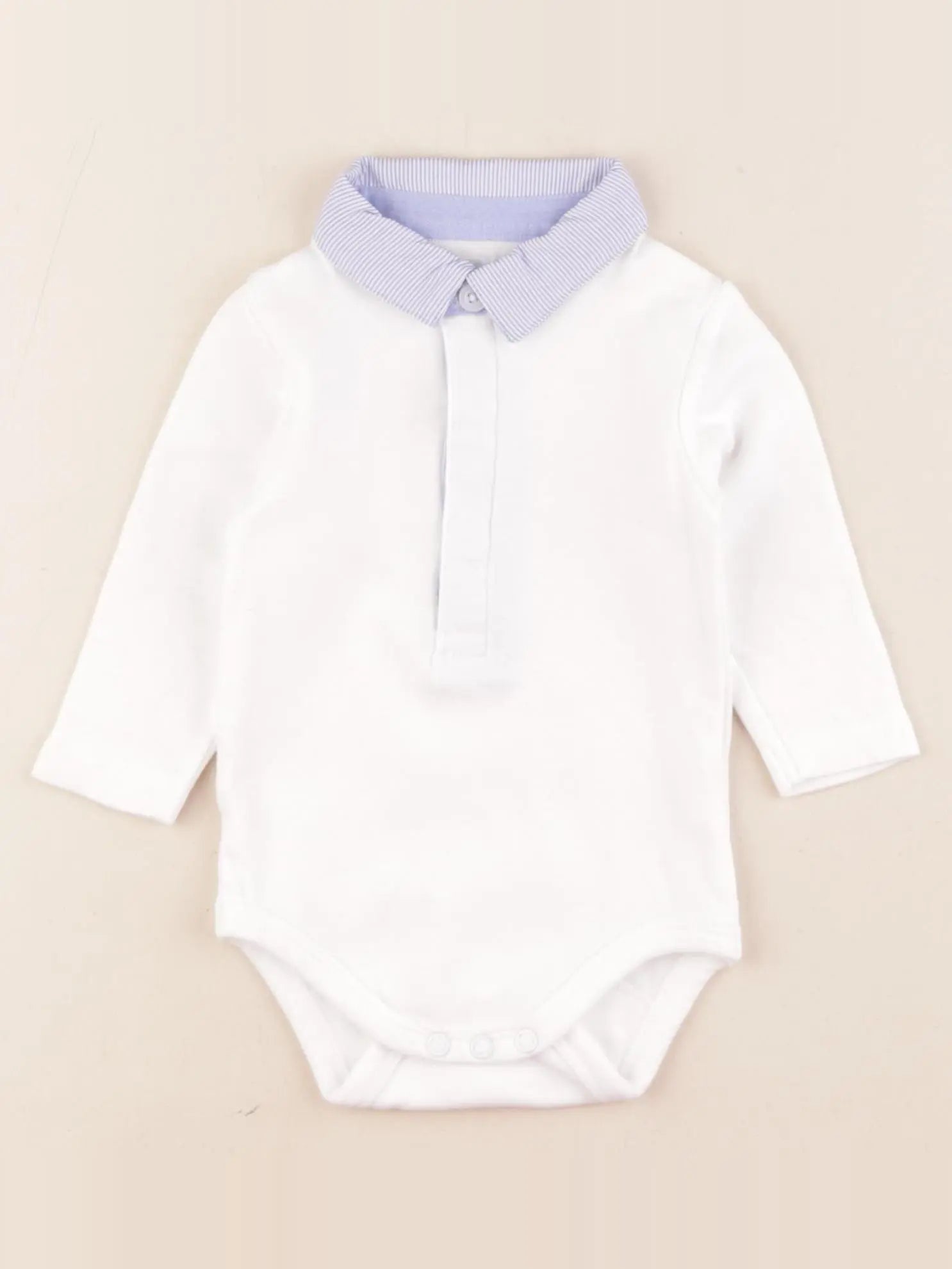 Buissonnière - body à col blanc, bleu - 6 mois