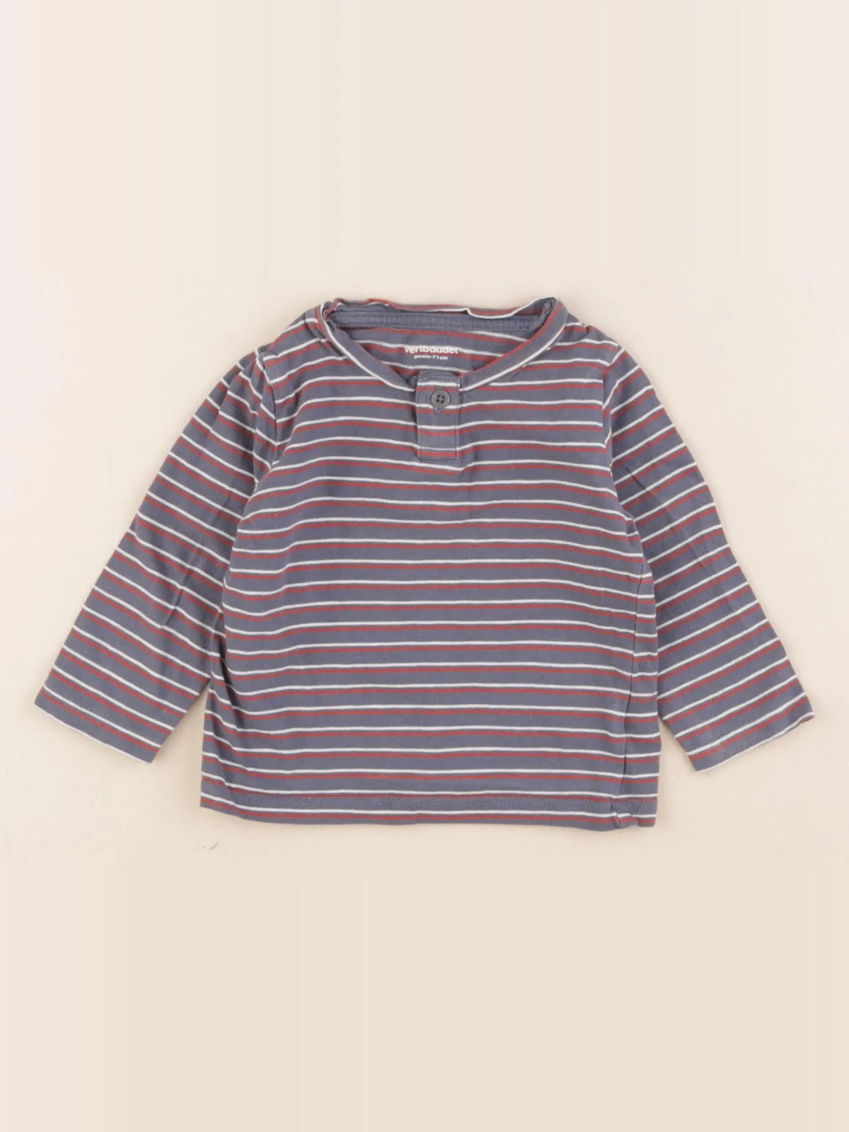 Vertbaudet - tee-shirt bleu, rouge - 9 mois