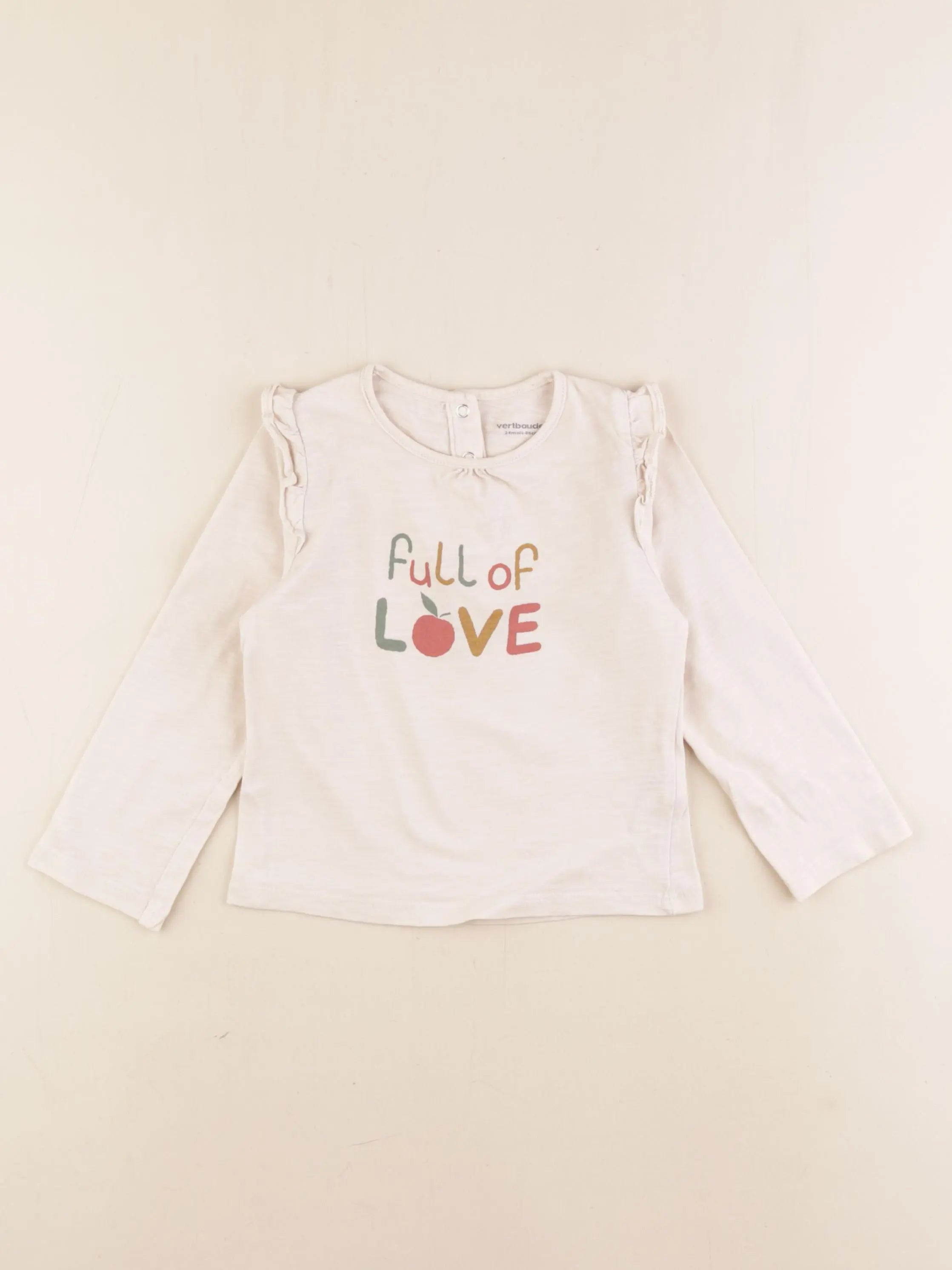 Vertbaudet - tee-shirt beige - 24 mois