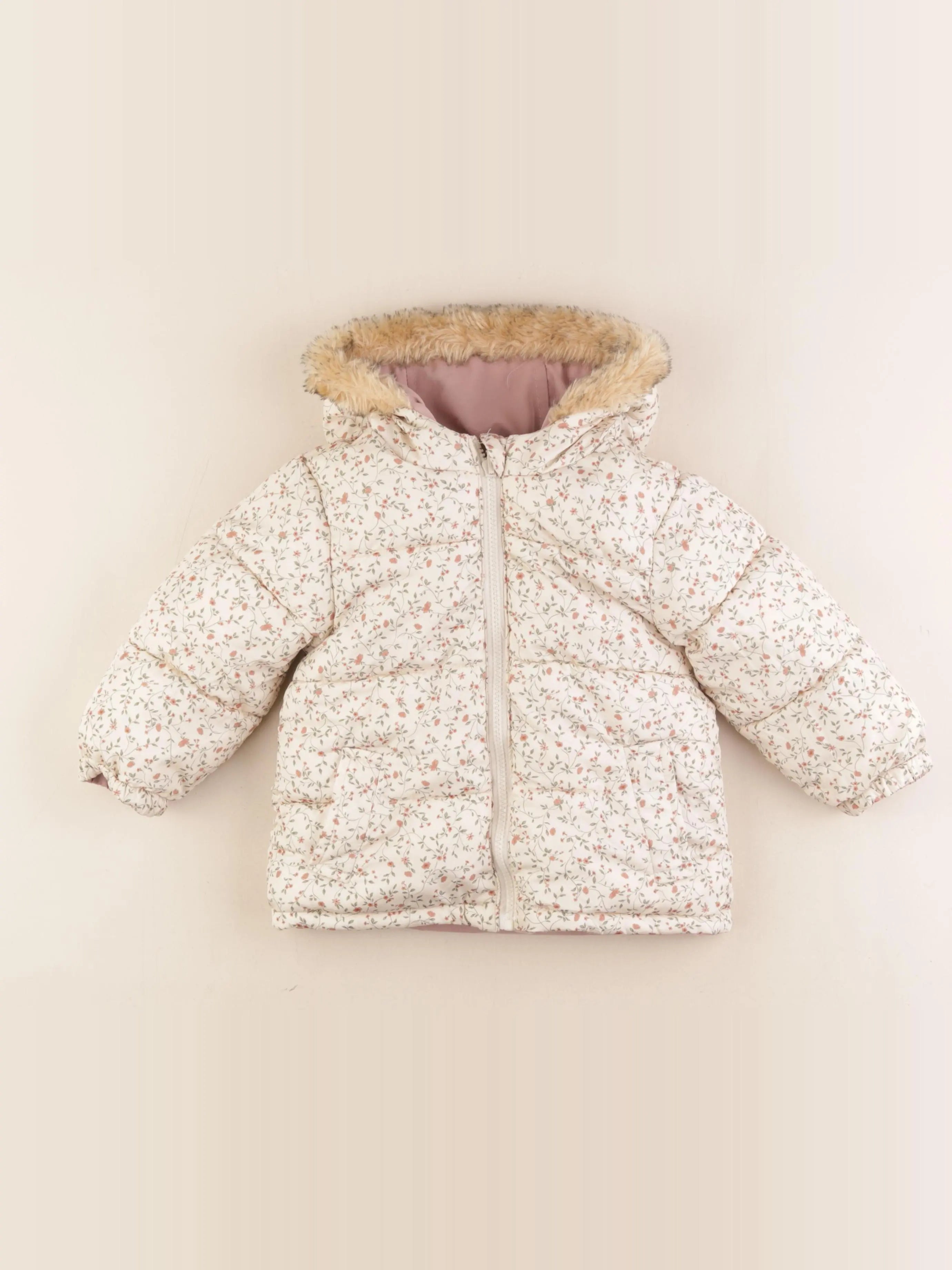 Vertbaudet - manteau rose, beige - 24 mois