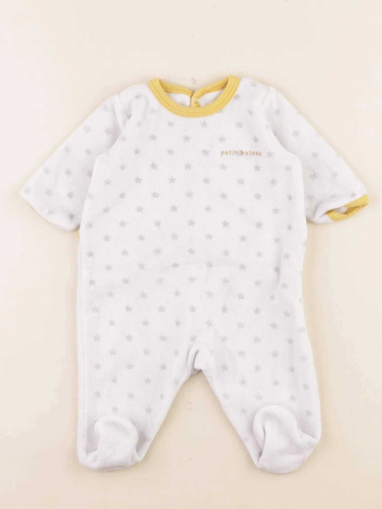 Petit Bateau - pyjama velours blanc, jaune - 1 mois