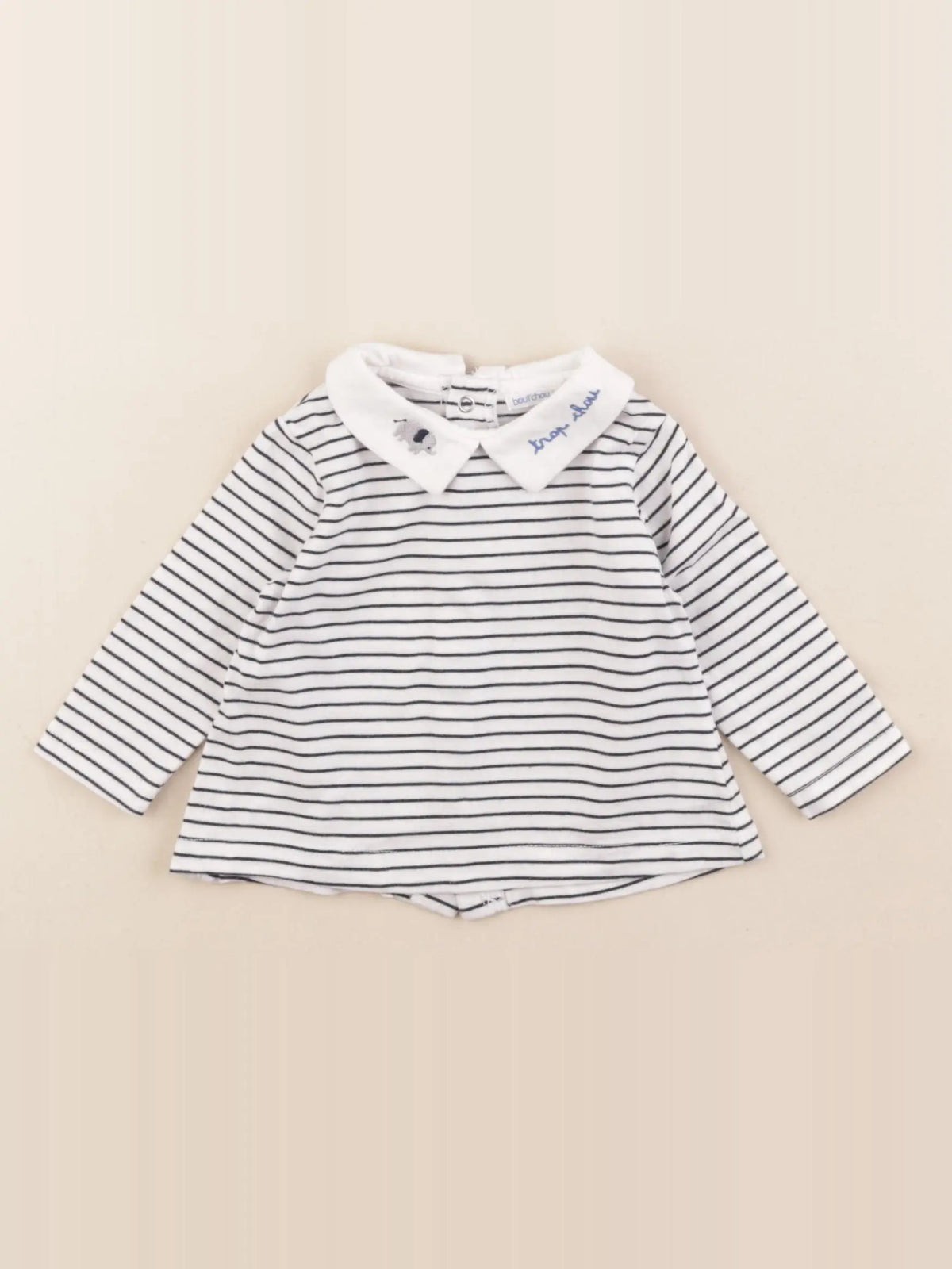 Boutchou - tee-shirt blanc, bleu - 3 mois