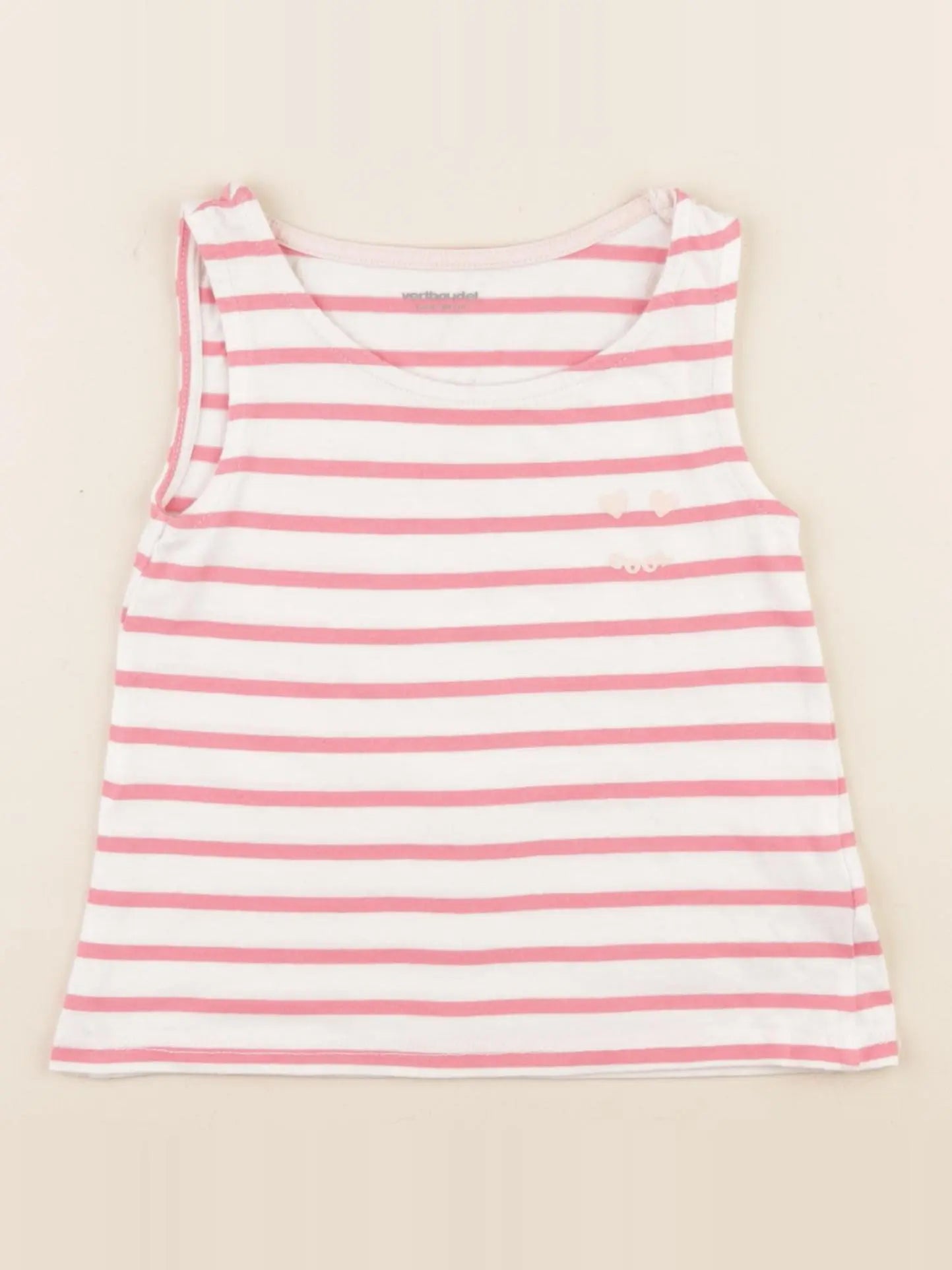 Vertbaudet - débardeur rose, blanc - 3 ans