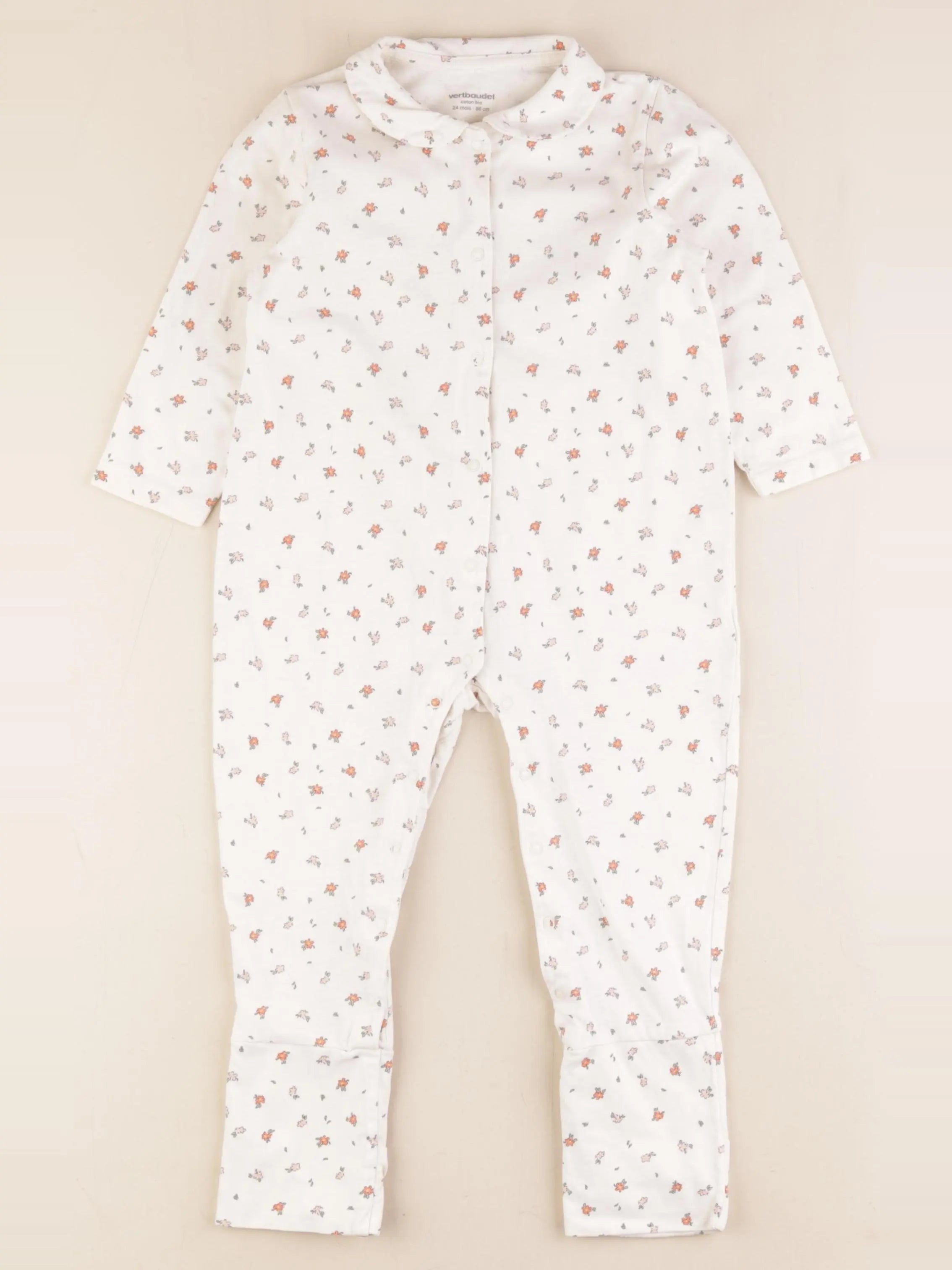 Vertbaudet - pyjama coton blanc - 24 mois