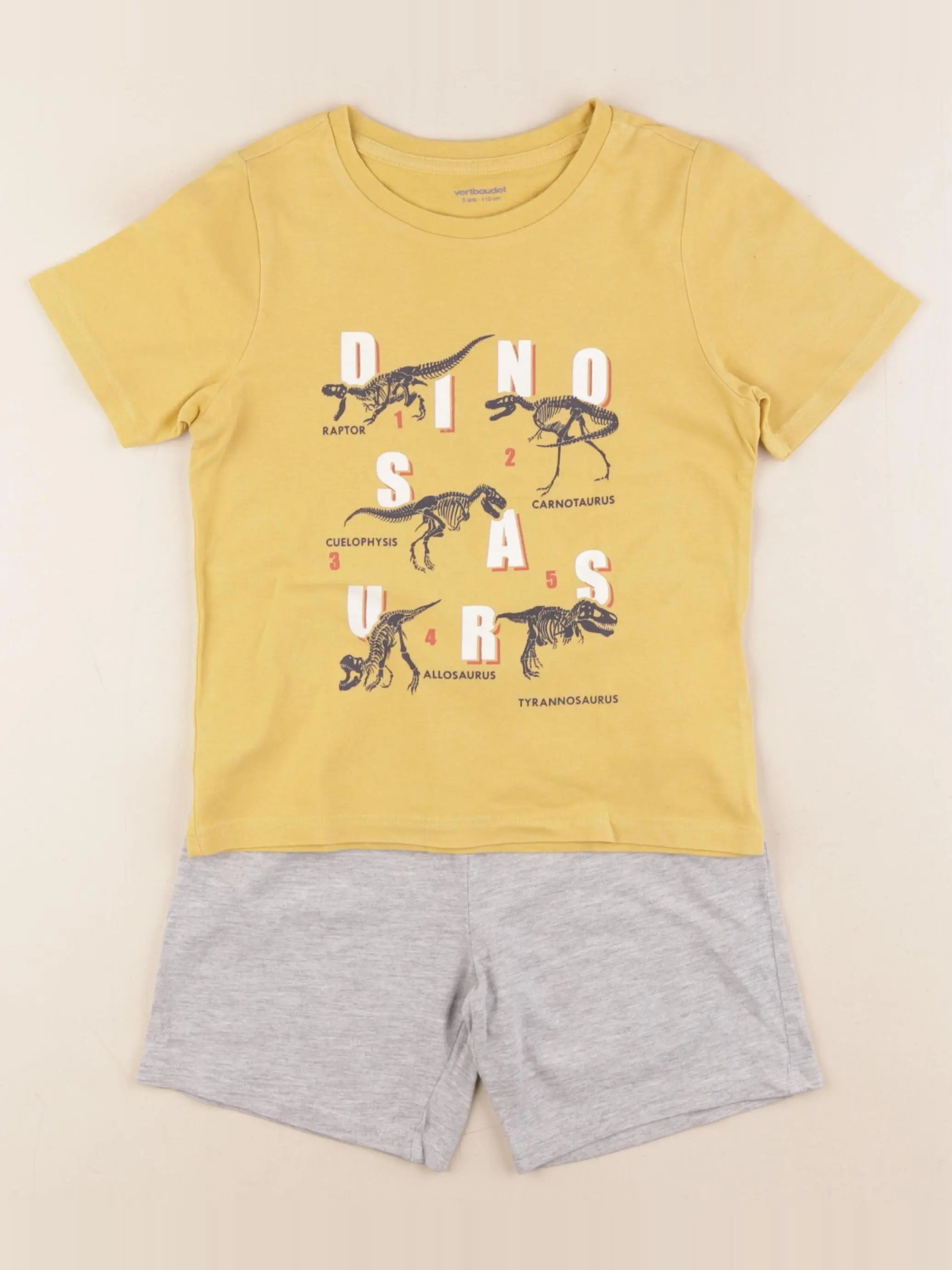 Vertbaudet - pyjama coton jaune, gris - 5 ans