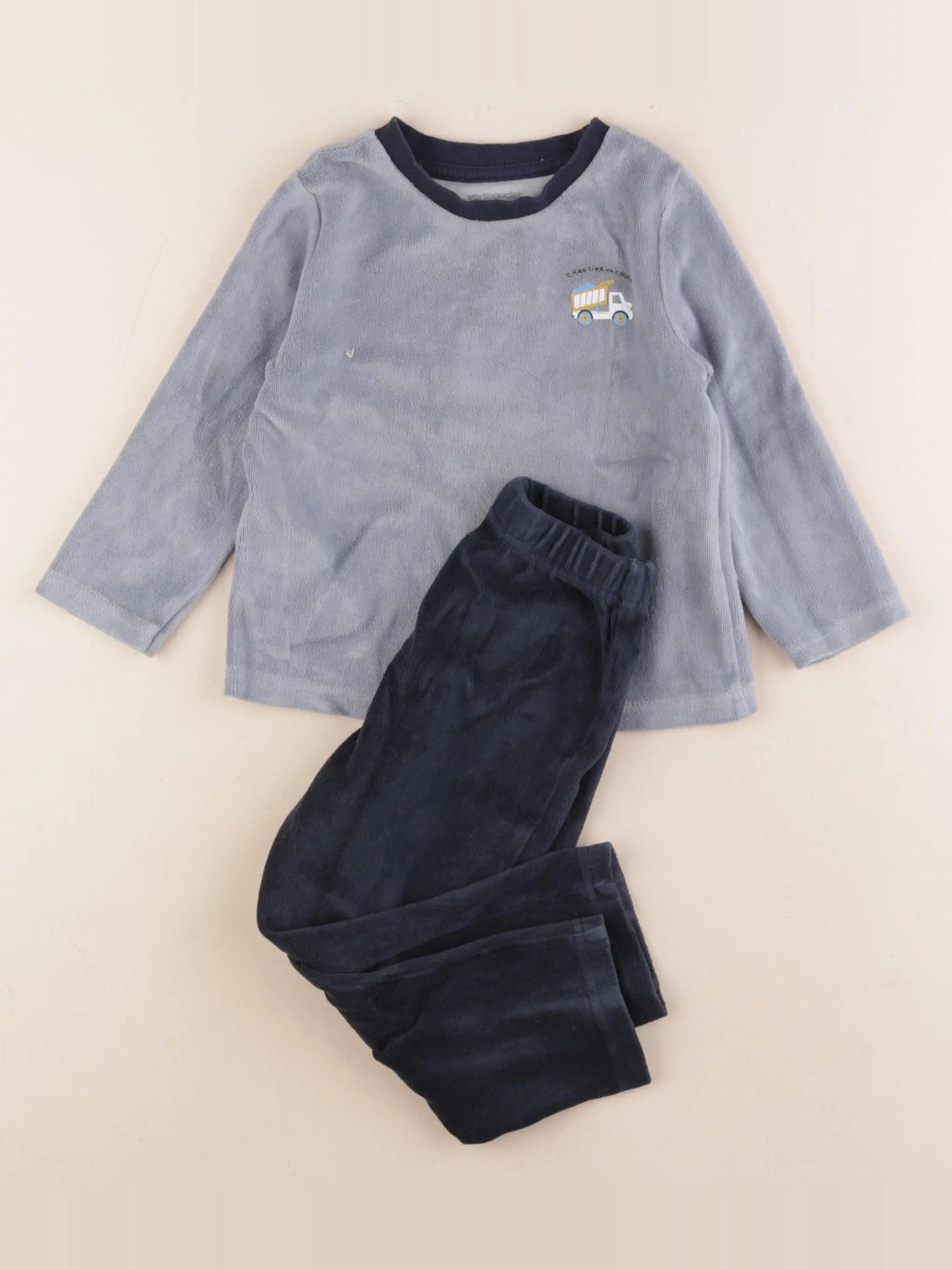 Vertbaudet - pyjama velours bleu - 3 ans