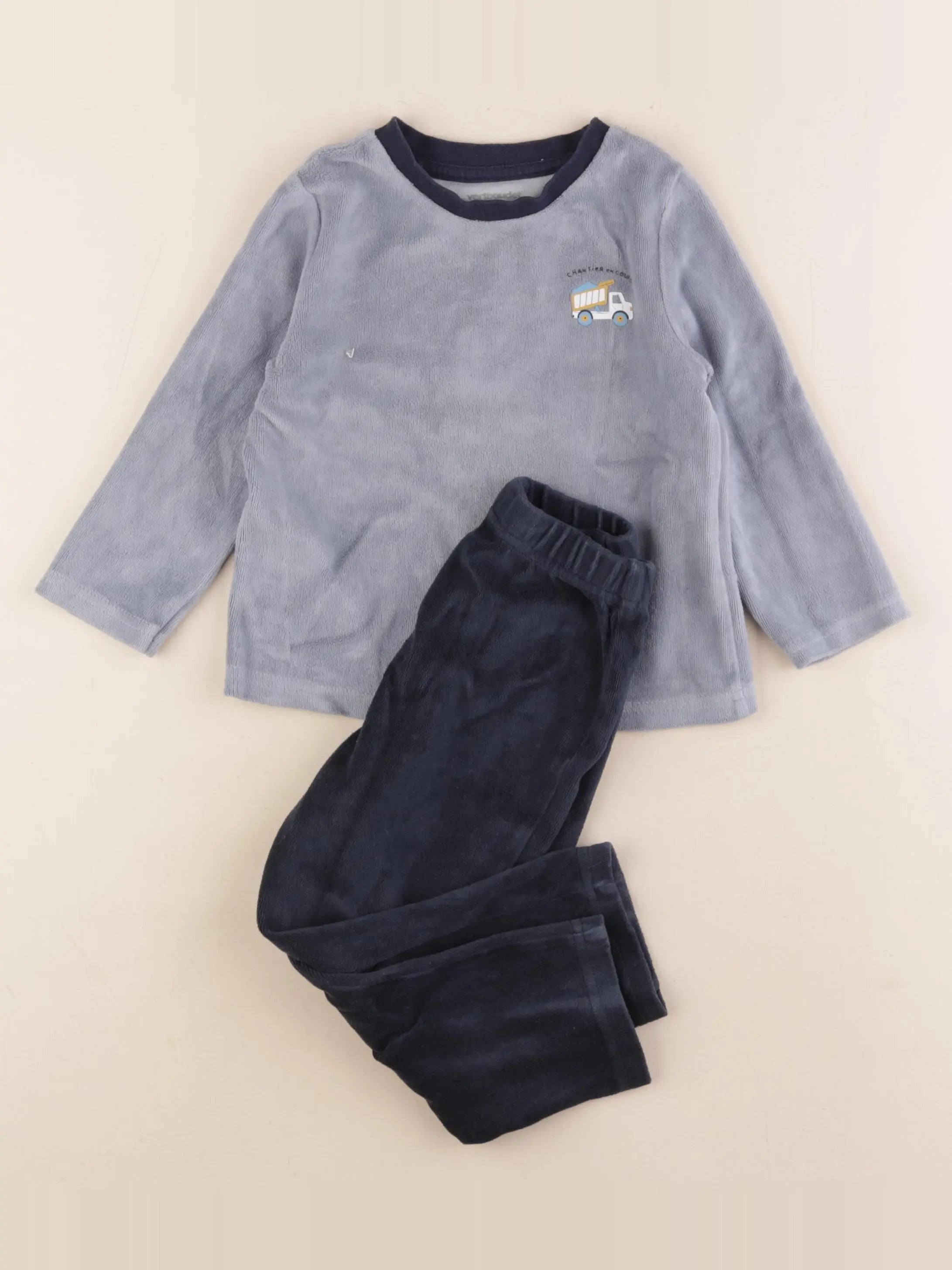Vertbaudet - pyjama velours bleu - 3 ans