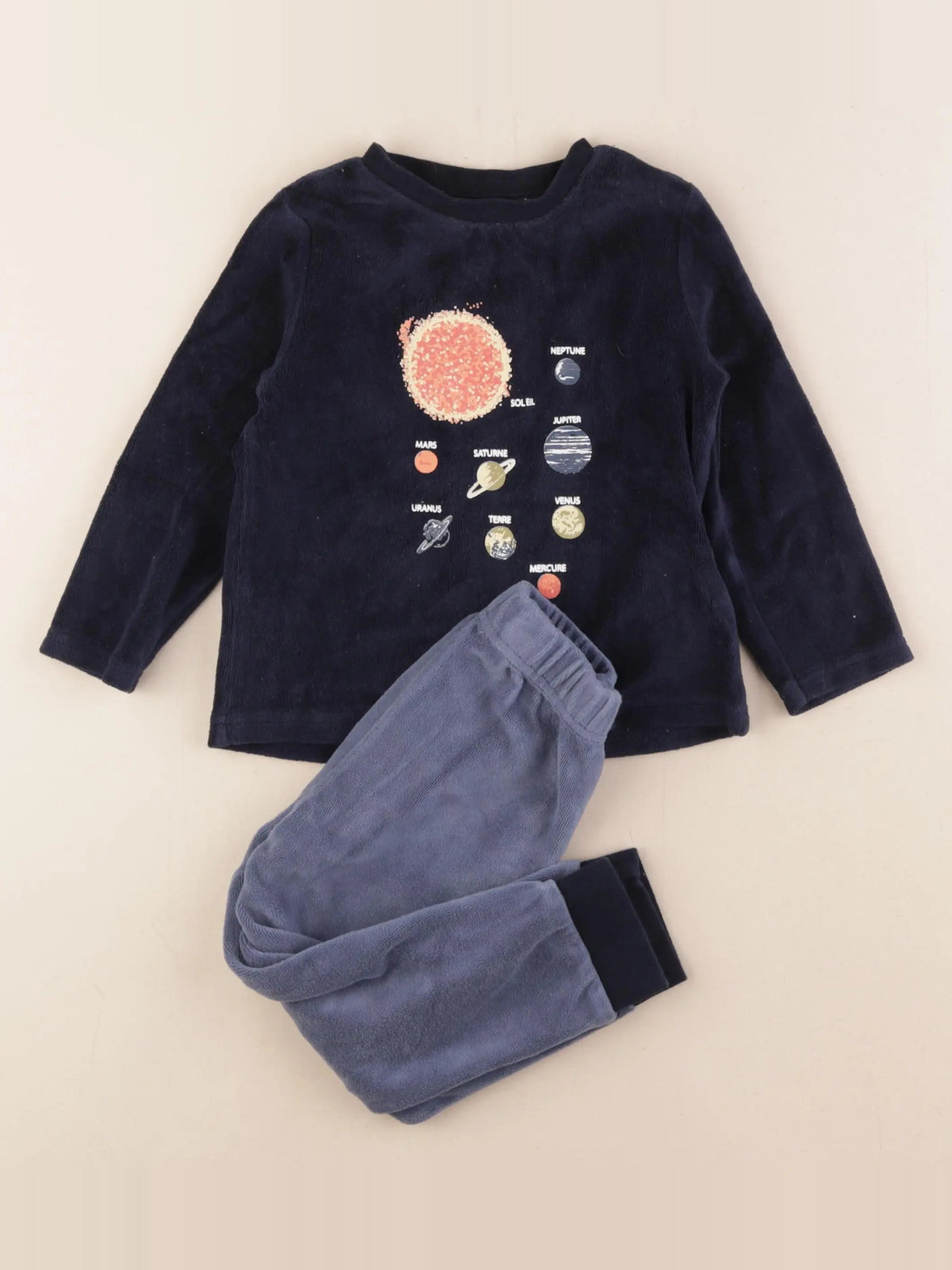 Vertbaudet - pyjama velours bleu - 3 ans