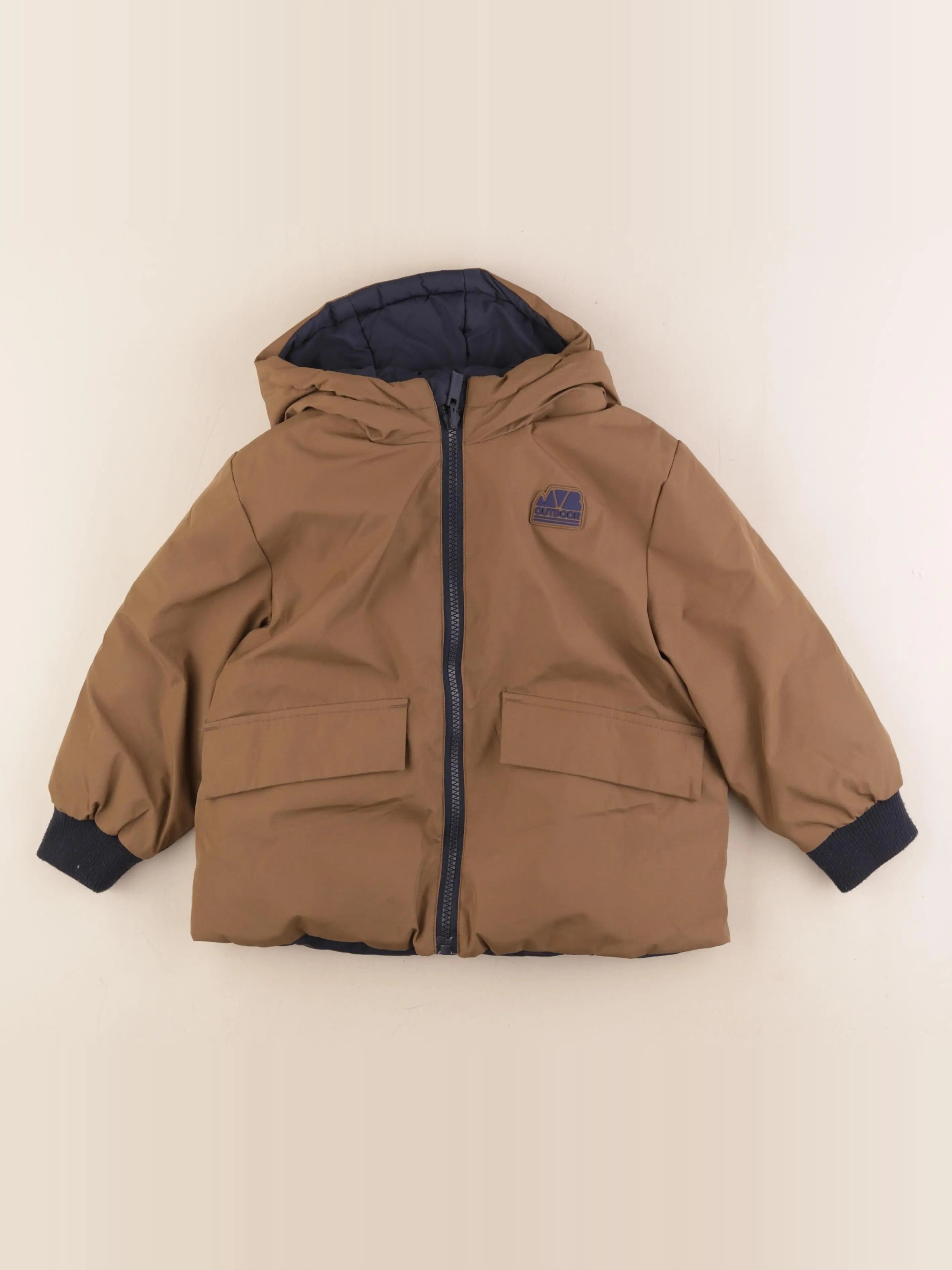 Vertbaudet - doudoune réversible marron, bleu - 4 ans