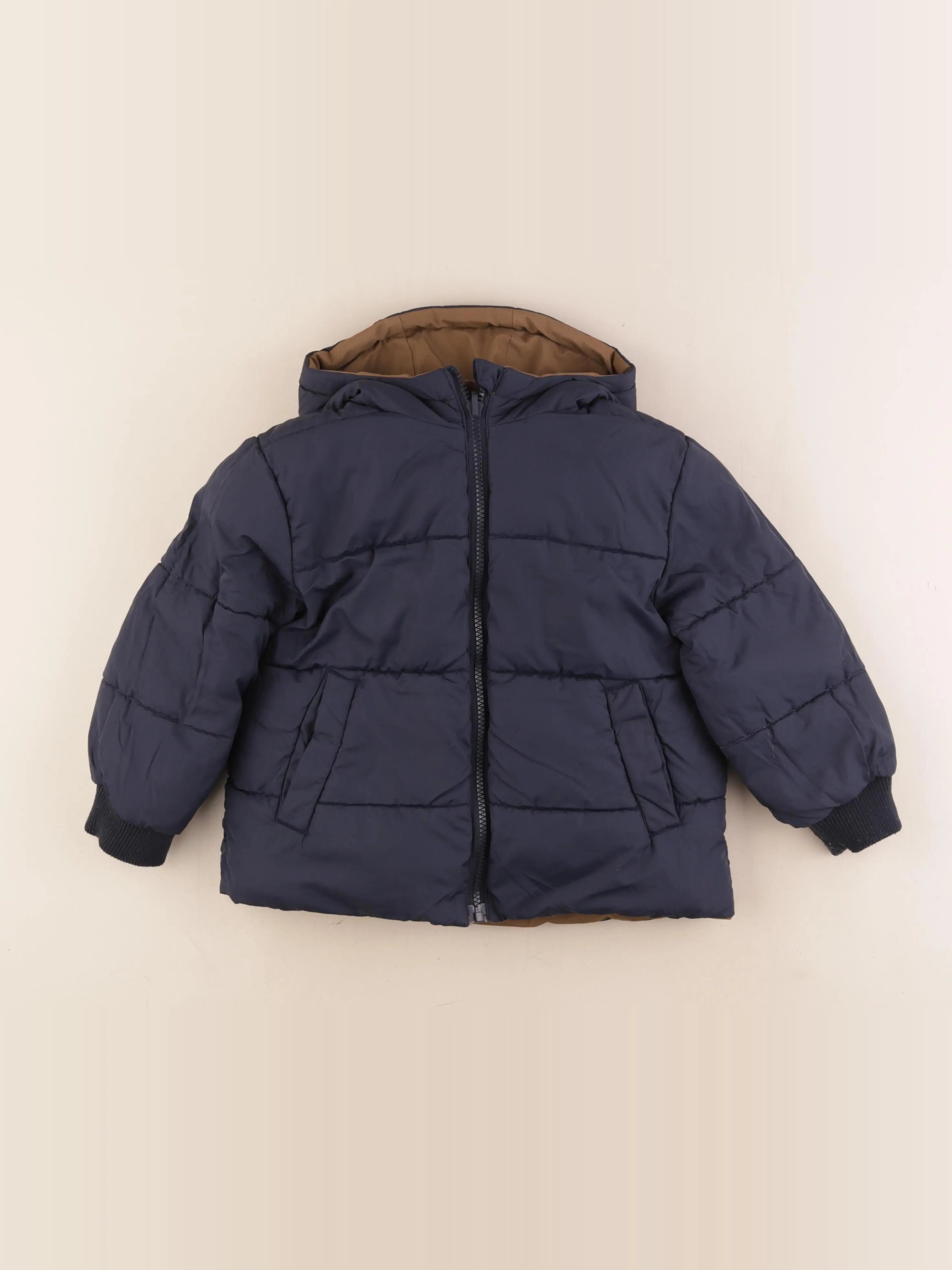 Vertbaudet - doudoune réversible marron, bleu - 4 ans