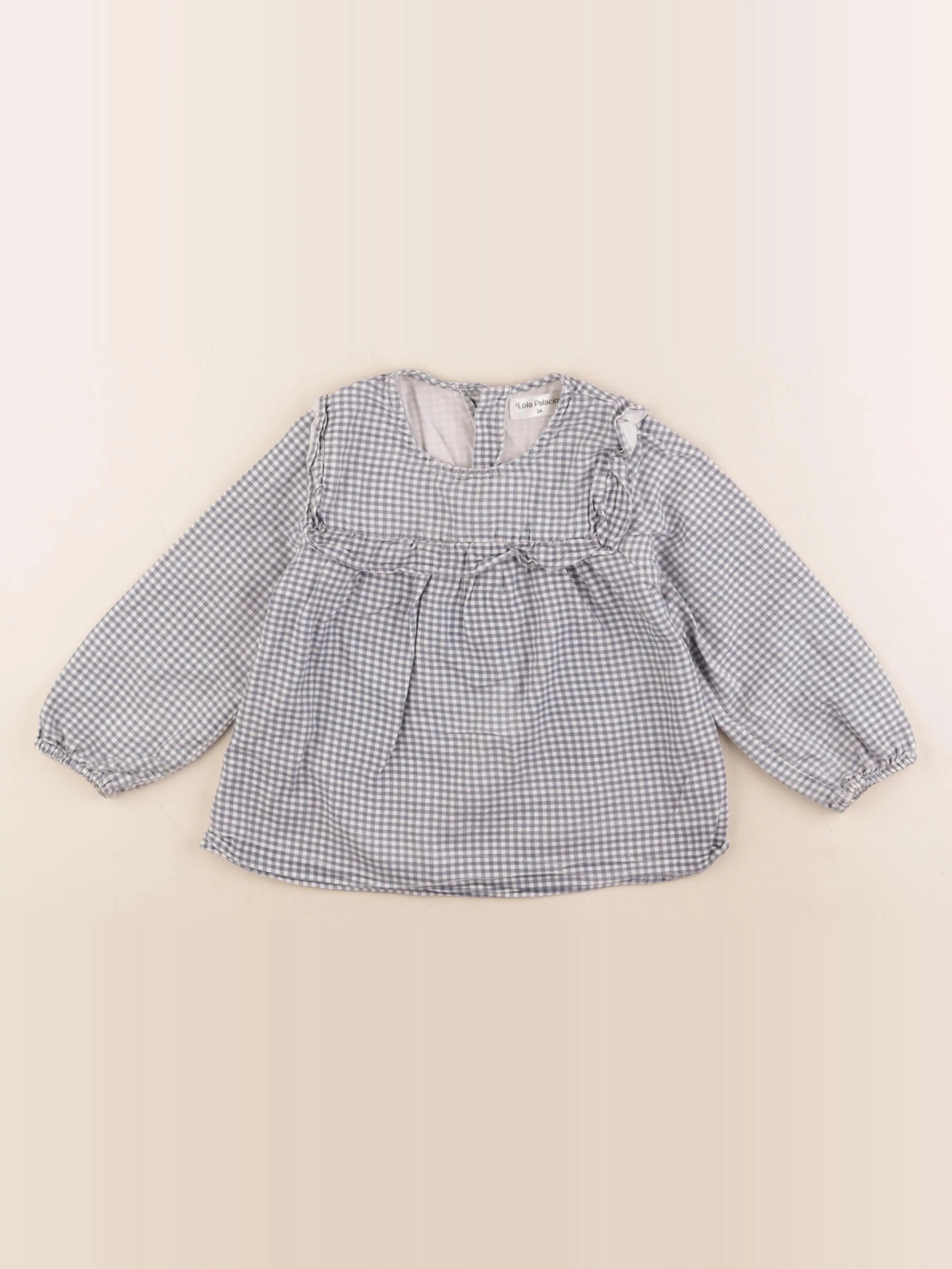 Lola Palacios - blouse bleu, blanc - 3 ans