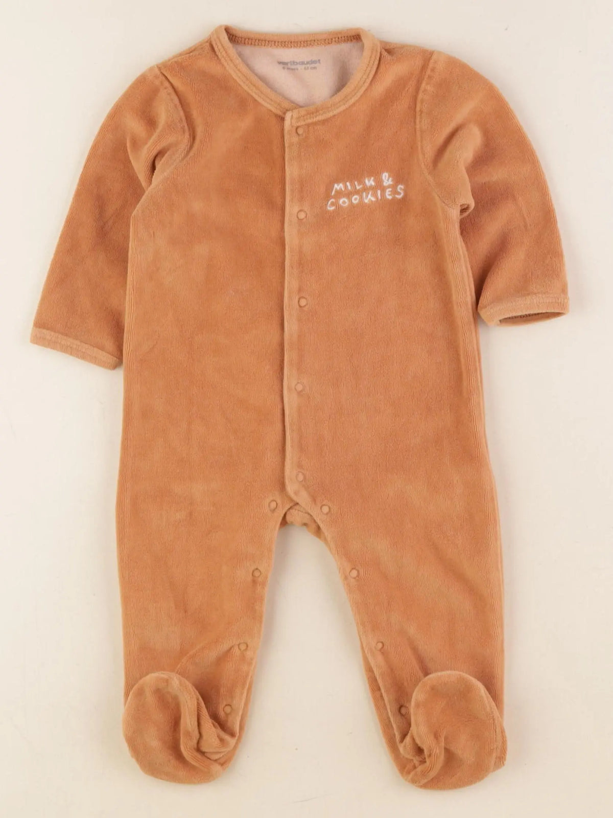 Vertbaudet - pyjama velours marron - 6 mois
