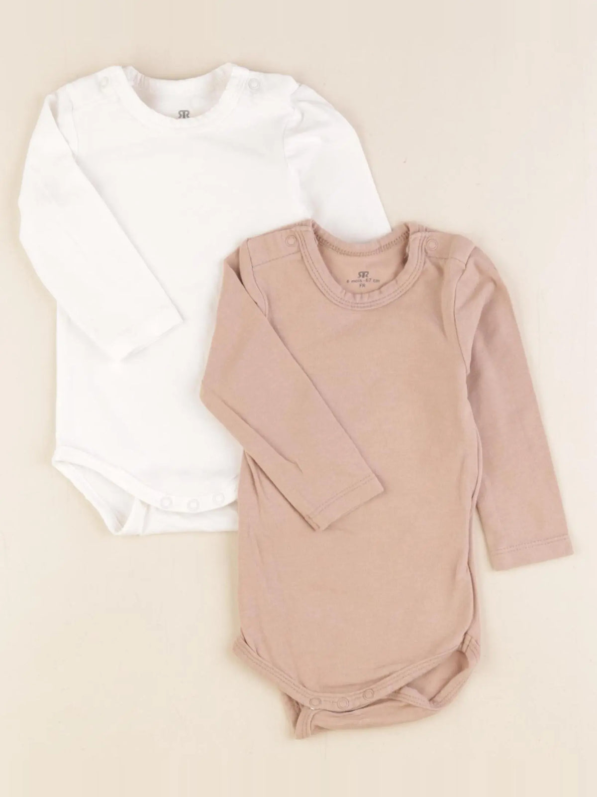 La Redoute - lot de 2 bodies en coton marron, blanc - 6 mois