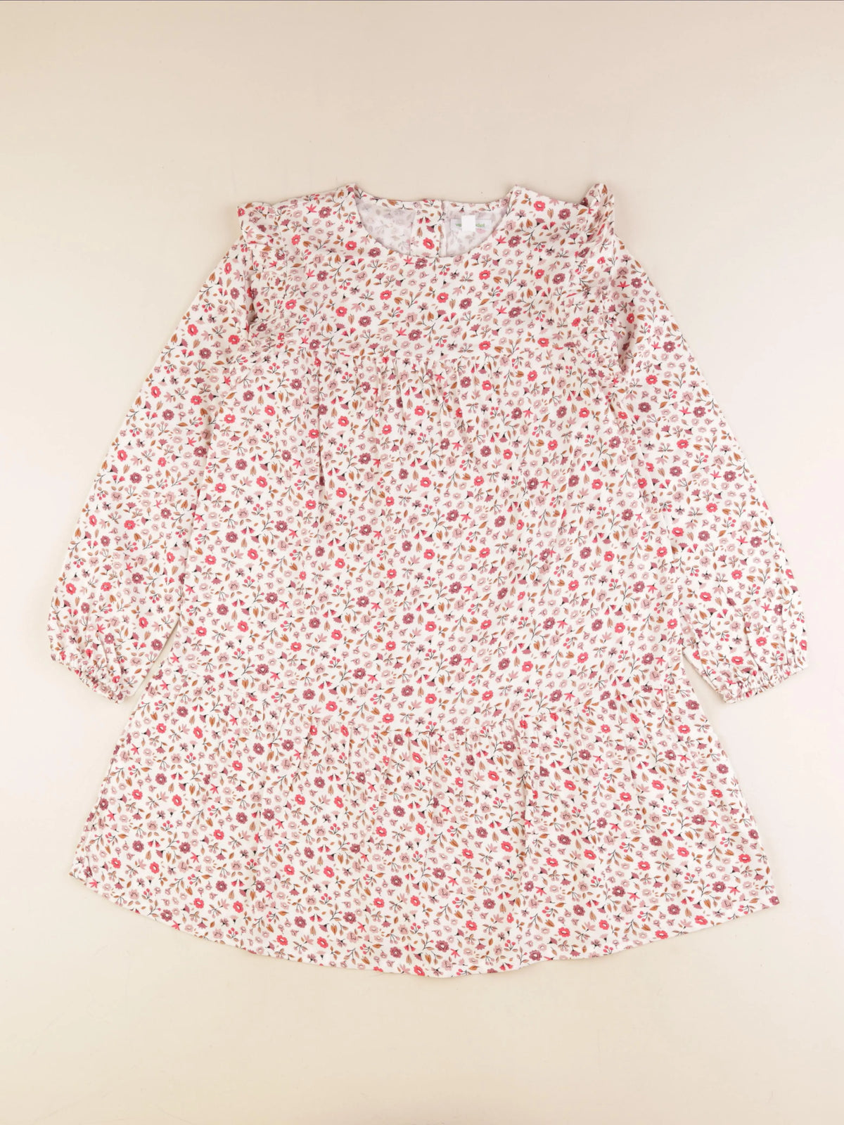 Vertbaudet - robe beige, rouge - 10 ans