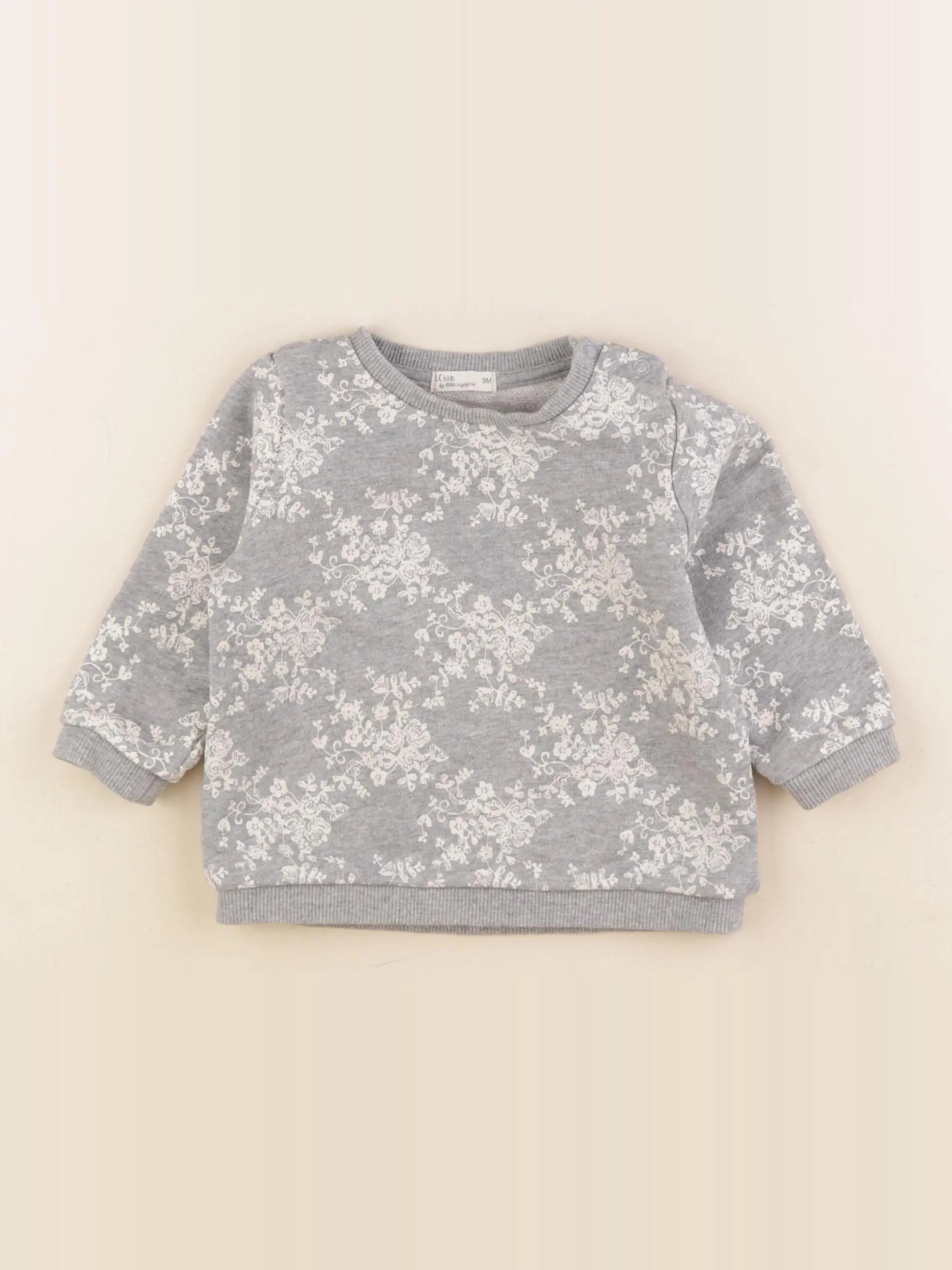 Little Cigogne - sweat gris - 9 mois